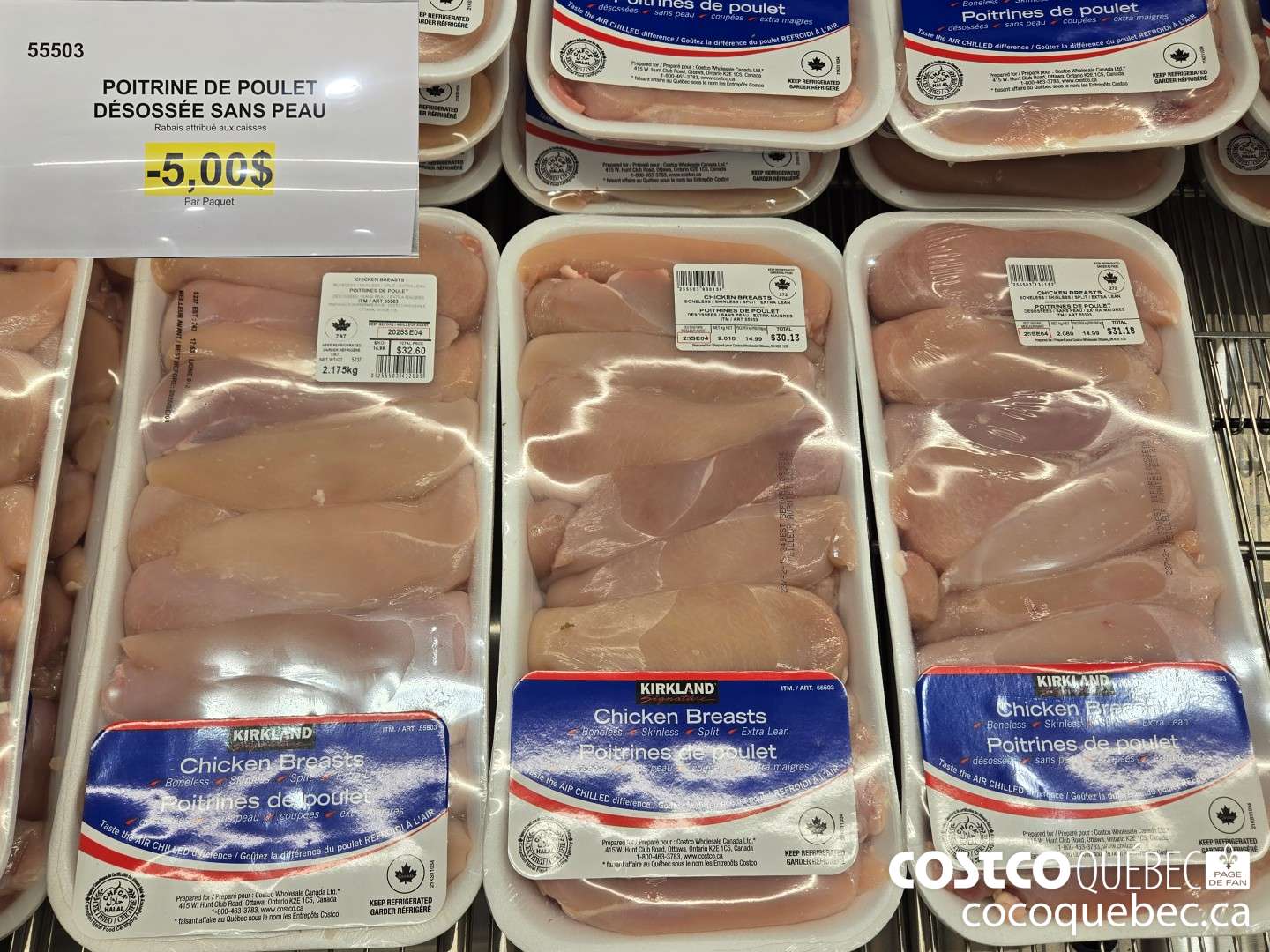 55503 POITRINE DE POULET DESOSSEE SANS PEAU Par Paquet  ($5.00 INSTANT SAVINGS)