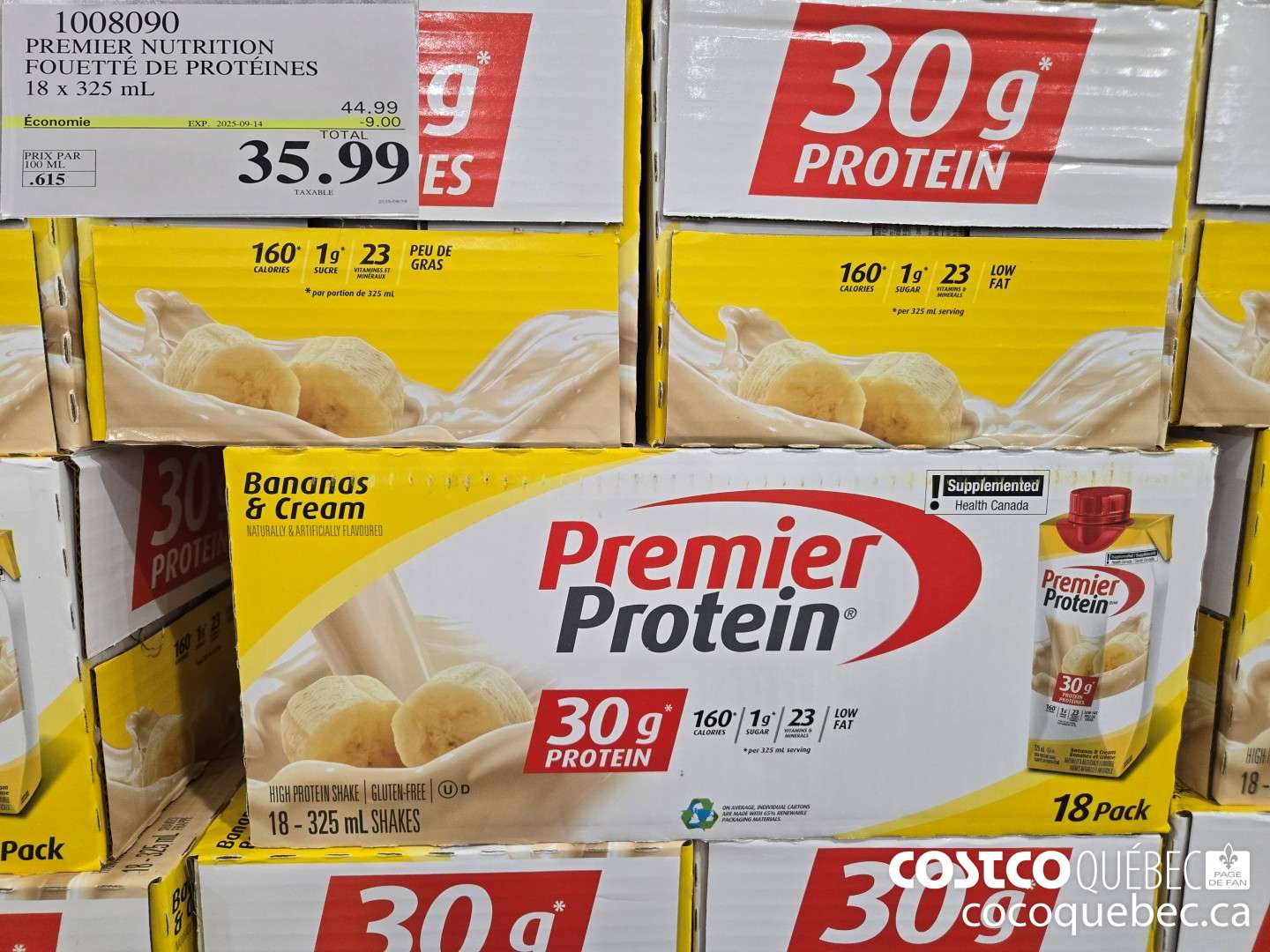 1008090 PREMIER NUTRITION FOUETTE DE PROTEINES 18 x 325 mL  ($9.00 INSTANT SAVINGS EXPIRES ON 2025-09-14) $35.99