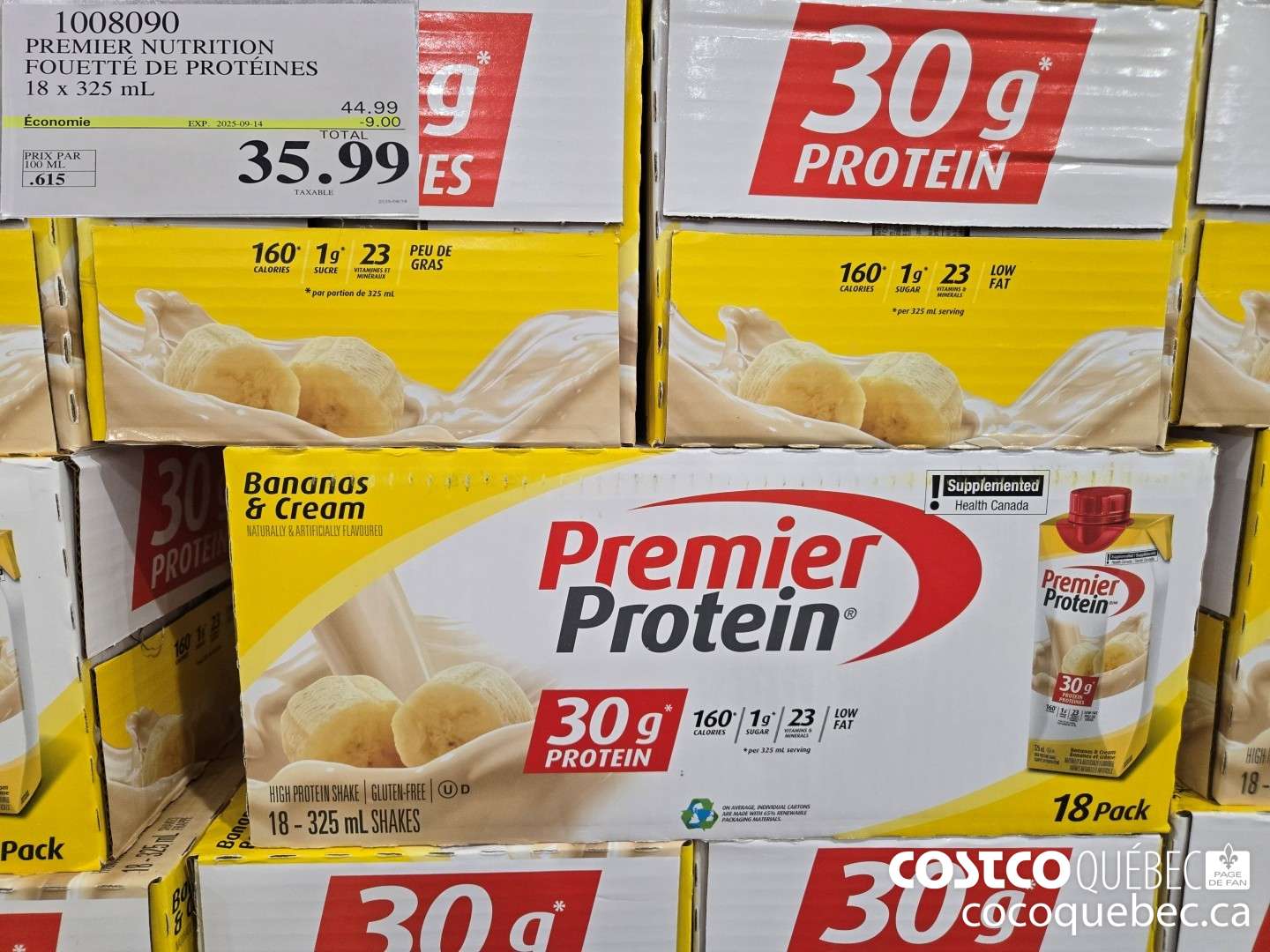 1008090 PREMIER NUTRITION FOUETTE DE PROTEINES 18 x 325 mL  ($9.00 INSTANT SAVINGS EXPIRES ON 2025-09-14) $35.99