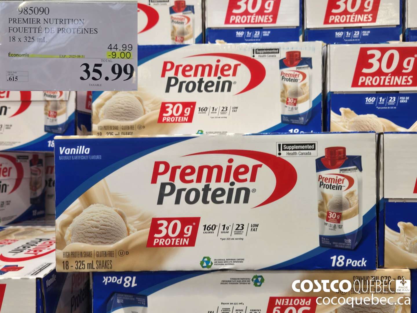 985090 PREMIER NUTRITION FOUETTE DE PROTEINES 18 x 325 mL ($9.00 INSTANT SAVINGS EXPIRES ON 2025-08-31) $35.99