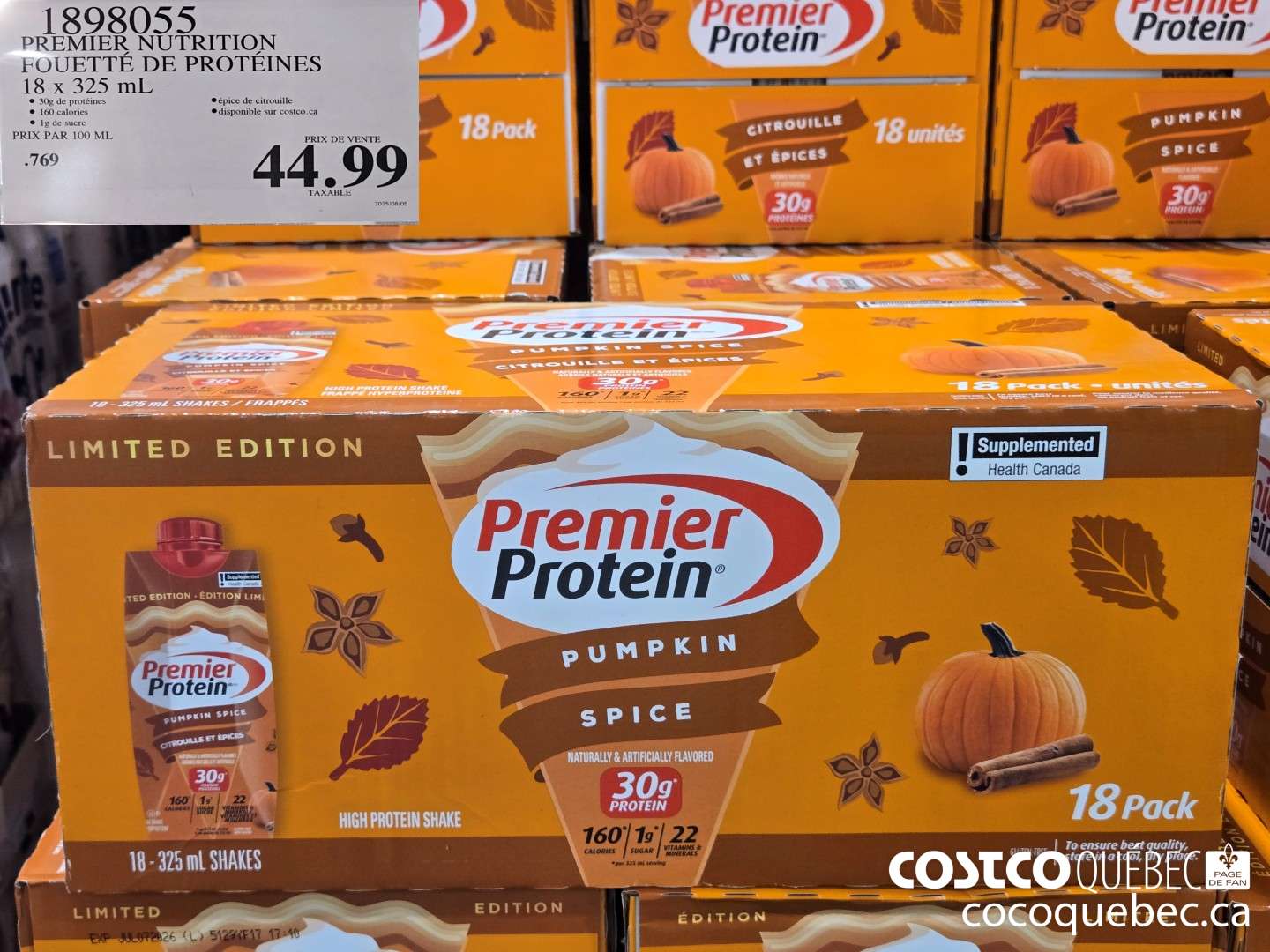 1898055 PREMIER NUTRITION HOUETTE DE PROTEINES 18 x 325 me  $44.99