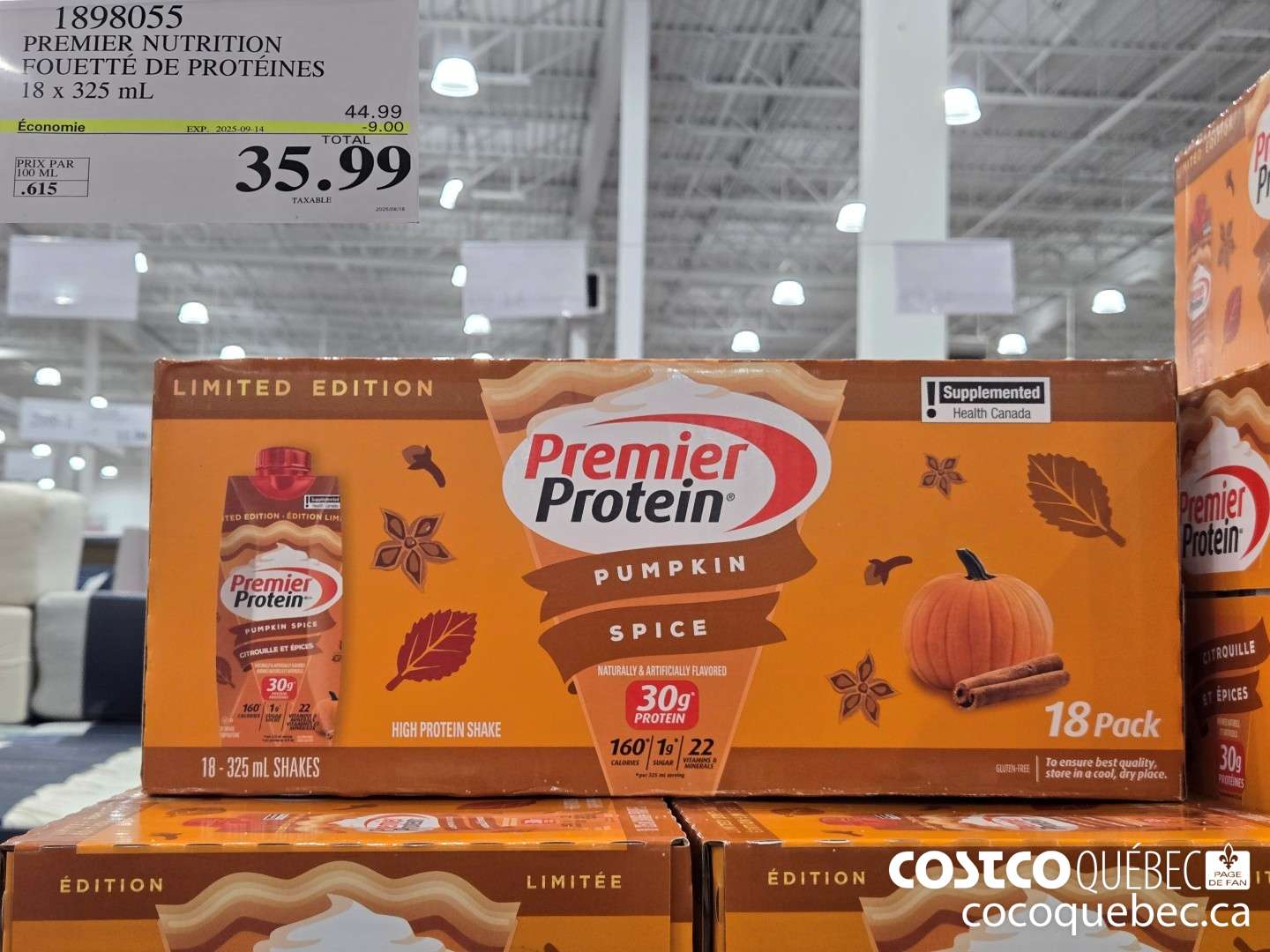 1898055 PREMIER NUTRITION HOUETTE DE PROTEINES 18 x 325 mL ($9.00 INSTANT SAVINGS EXPIRES ON 2025-09-14) $35.99