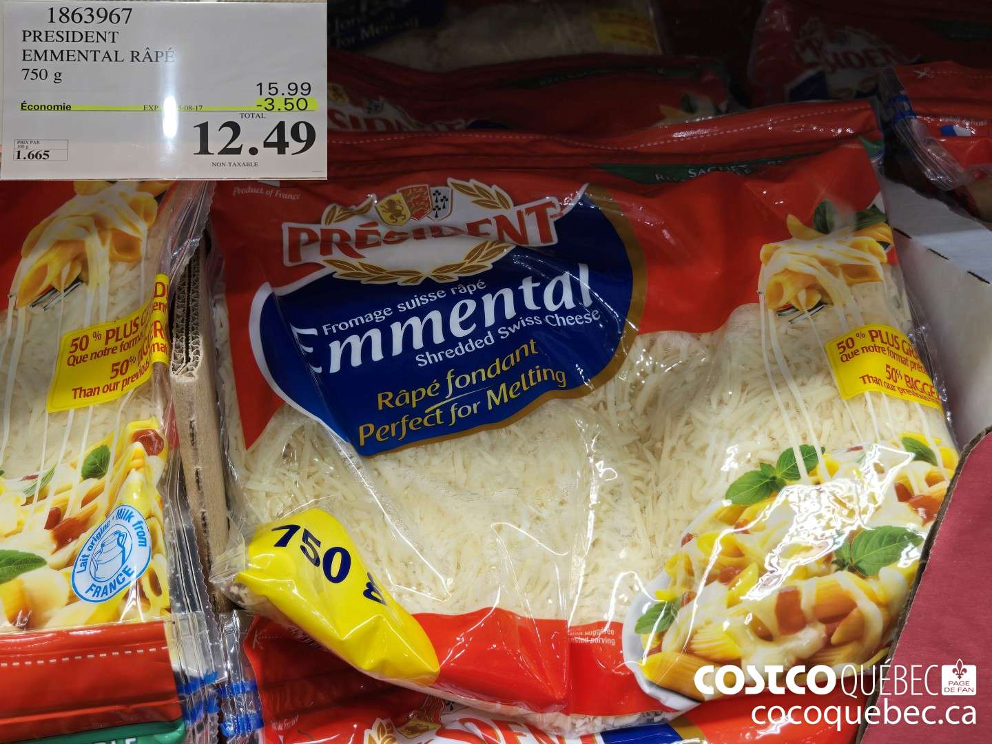 1863967 PRESIDENT EMMENTAL RAPE 750 g  ($3.50 INSTANT SAVINGS EXPIRES ON 2025-08-17) $12.49