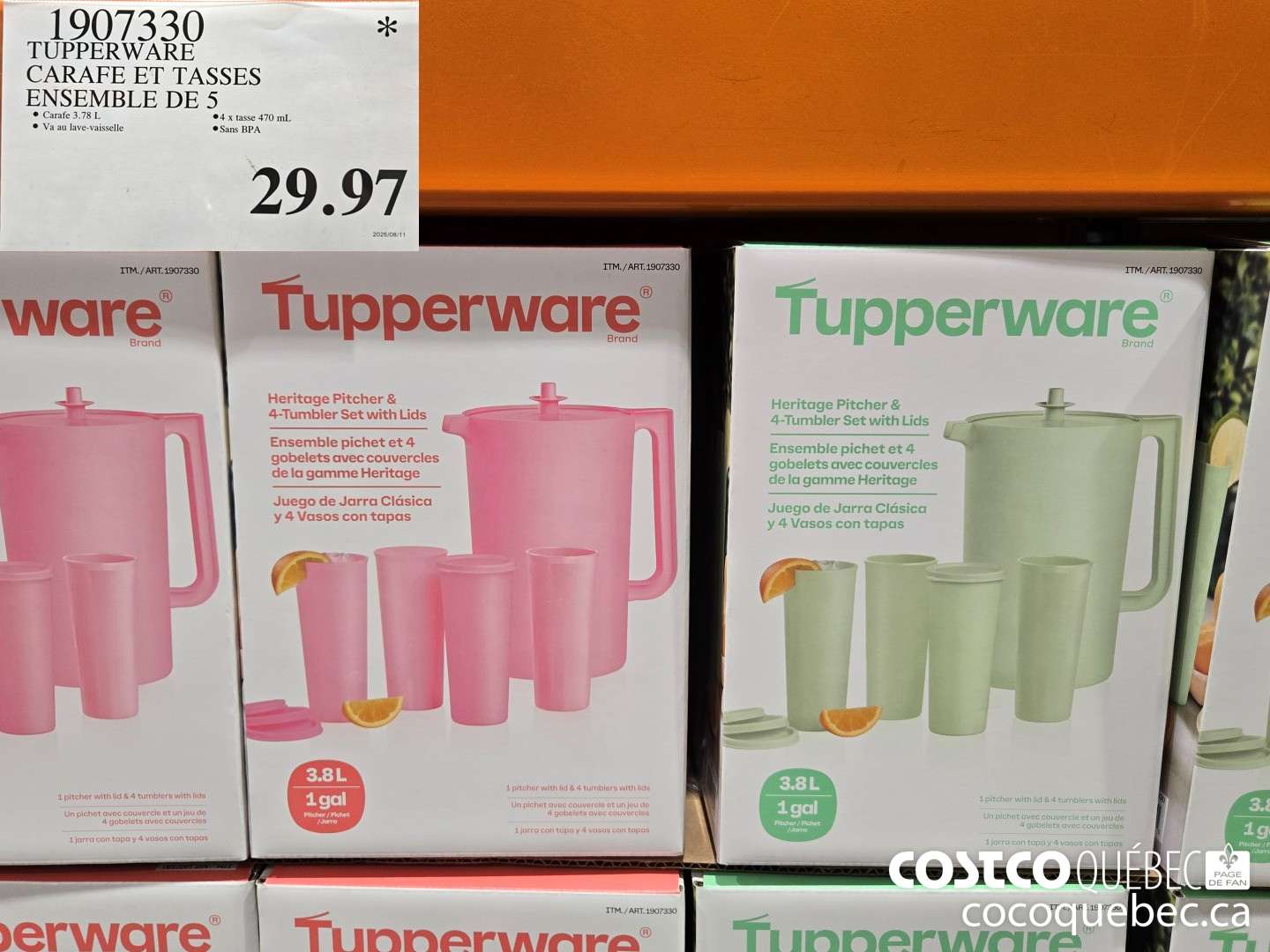 1907330 PUPPERWARE CARAFE ET TASSES ENSEMBLE DE 5  $29.97