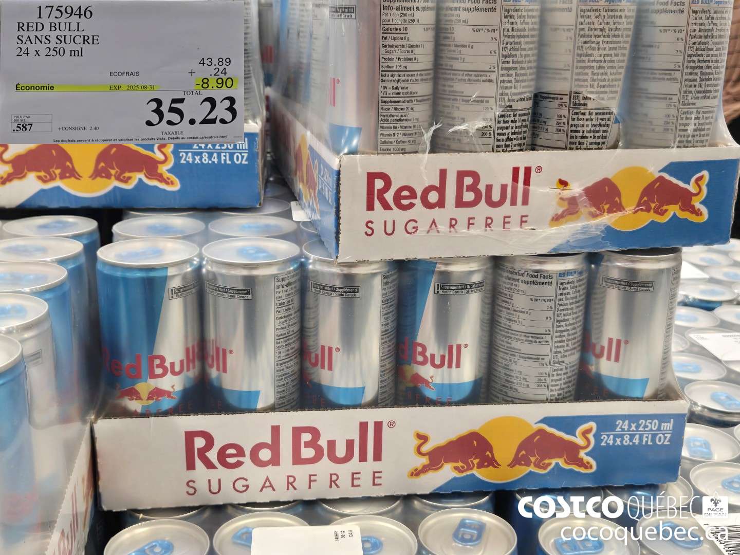 175946 RED BULL SANS SUCRE 24 x 250 mL ($8.90 INSTANT SAVINGS EXPIRES ON 2025-08-31) $35.23