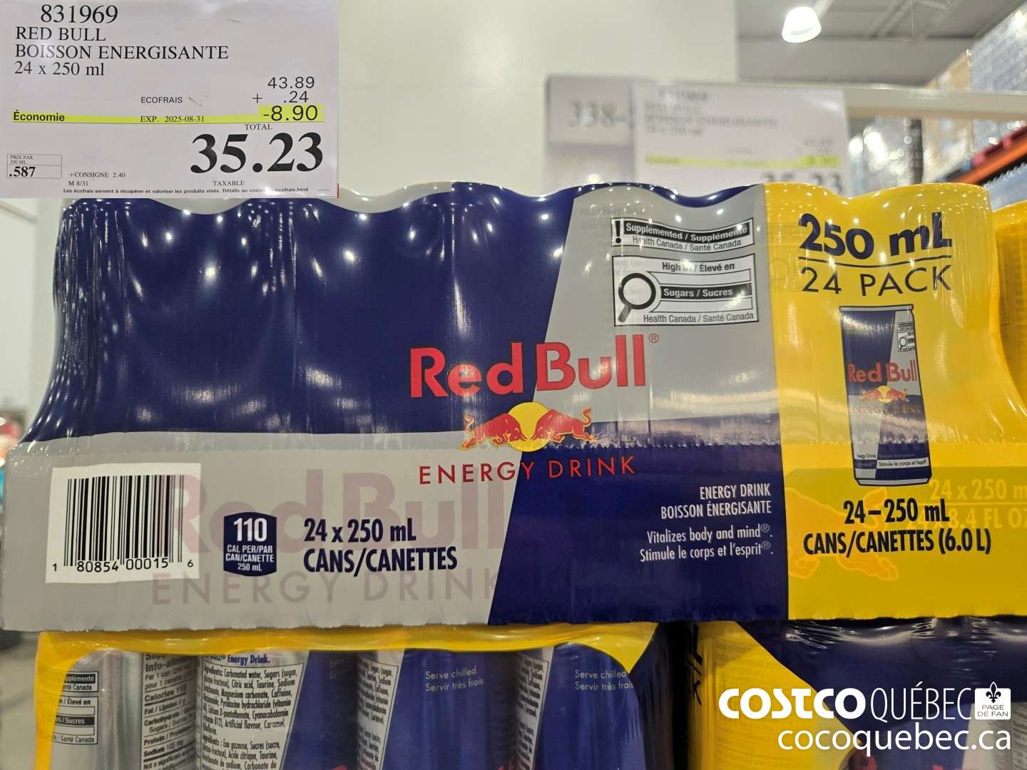 831969 RED BULL 24 x 250 ml  ($8.90 INSTANT SAVINGS EXPIRES ON 2025-08-31) $35.23