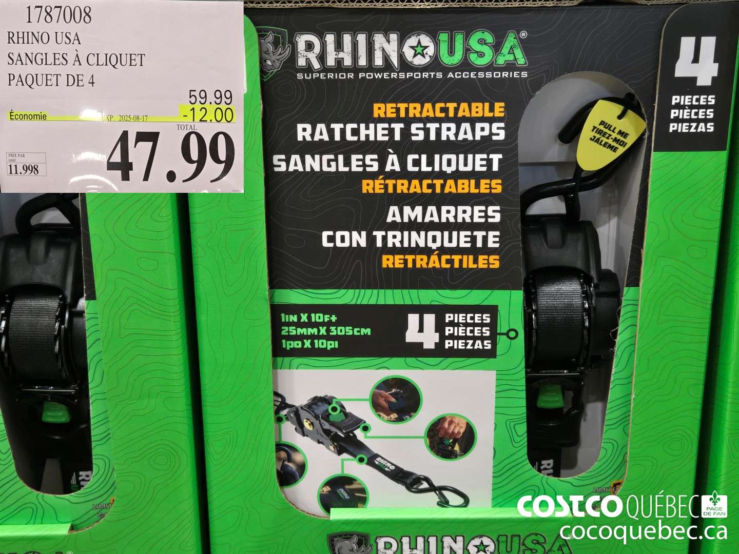 1787008 RHINO USA SANGLES A CLIQUET RETRACTABLES 4PQ  ($12.00 INSTANT SAVINGS EXPIRES ON 2025-08-17) $47.99
