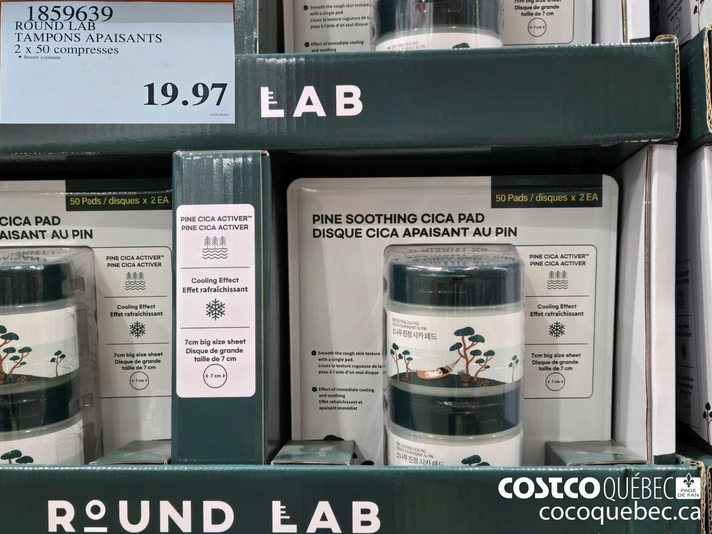 1859639 ROUND LAB TAMPONS APAISANTS 2 x 50 compresses  $19.97