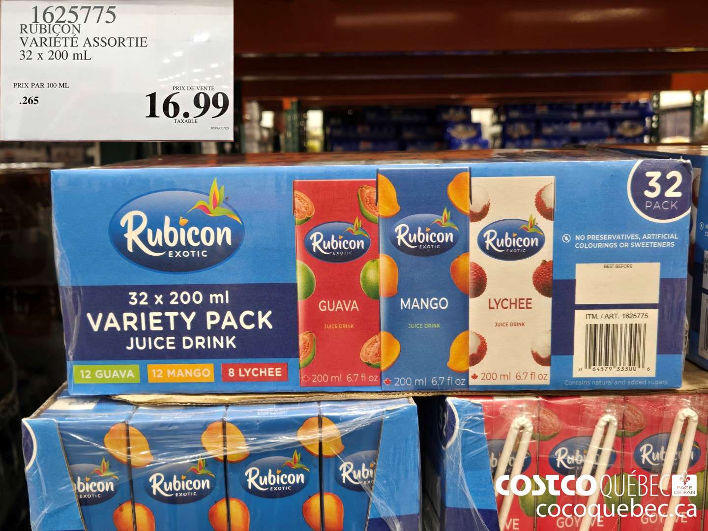 1625775 RUBIC Bieri r ASSORTIE 32 x 200 mL  $16.99