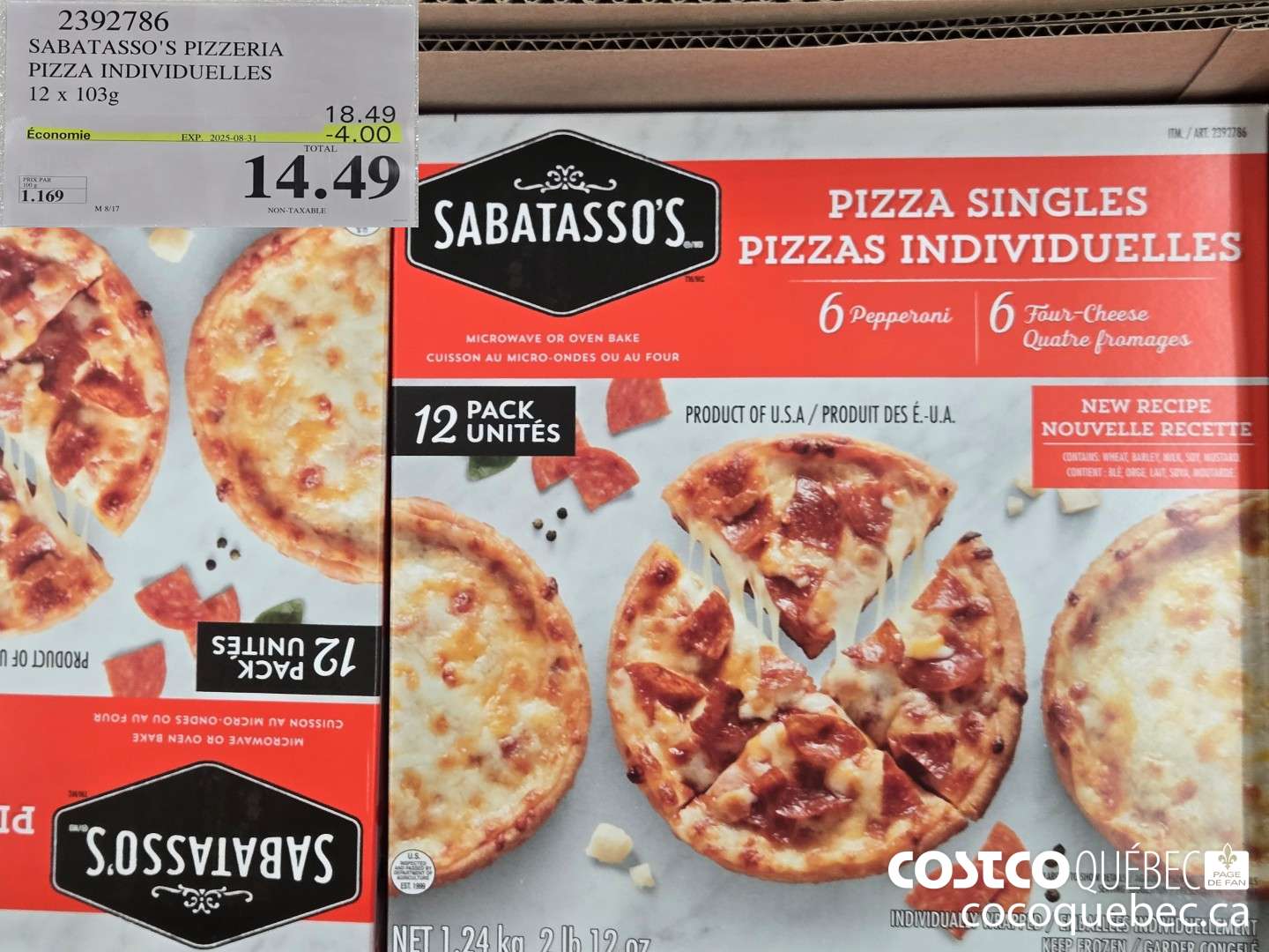 2392786 SABATASSO'S PIZZERIA PIZZA INDIVIDUELLES  ($4.00 INSTANT SAVINGS EXPIRES ON 2025-08-31) $14.49