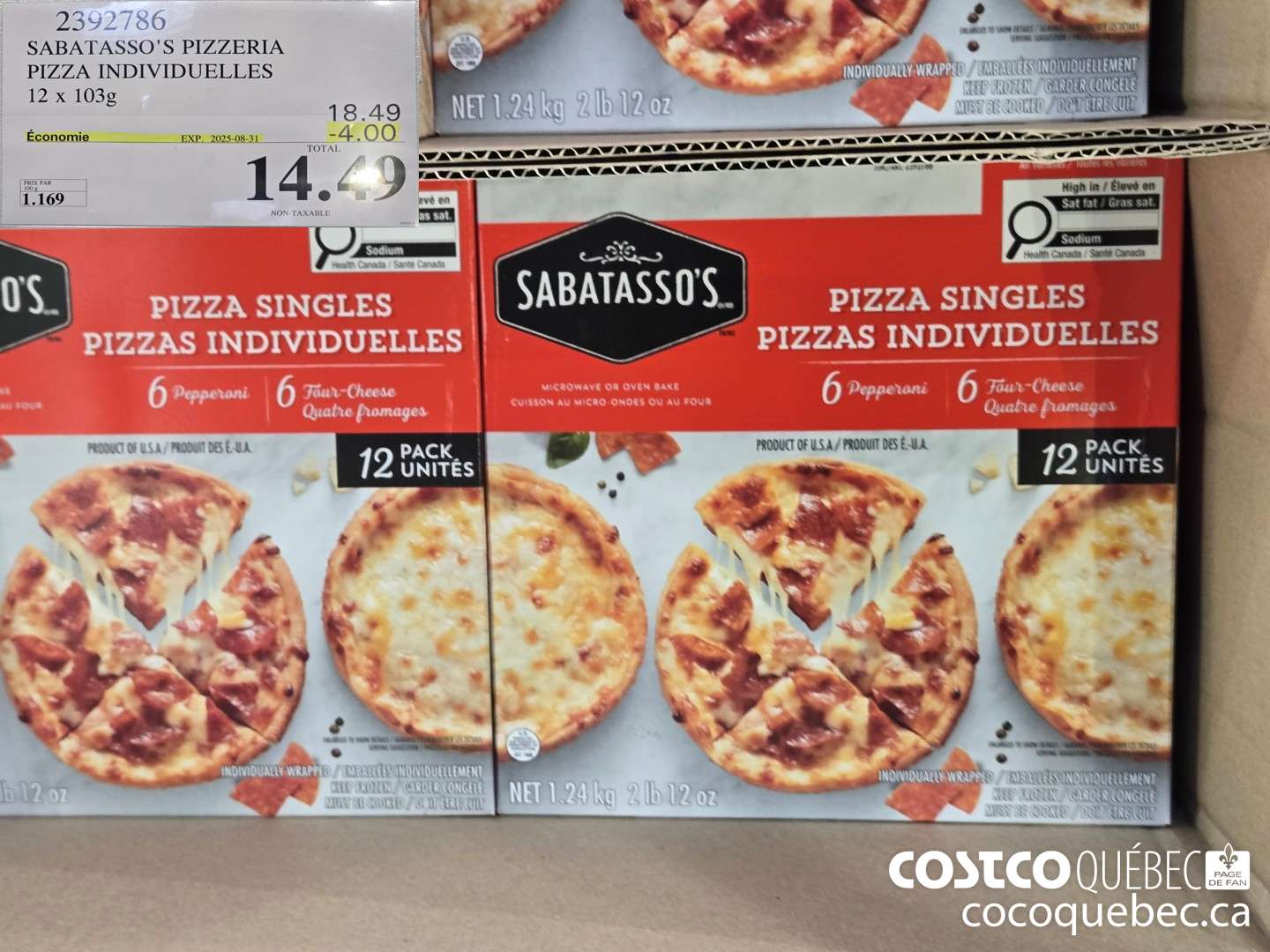 2392786 SABATASSO'S PIZZERIA PIZZA INDIVIDUELLES  ($4.00 INSTANT SAVINGS EXPIRES ON 2025-08-31) $14.49