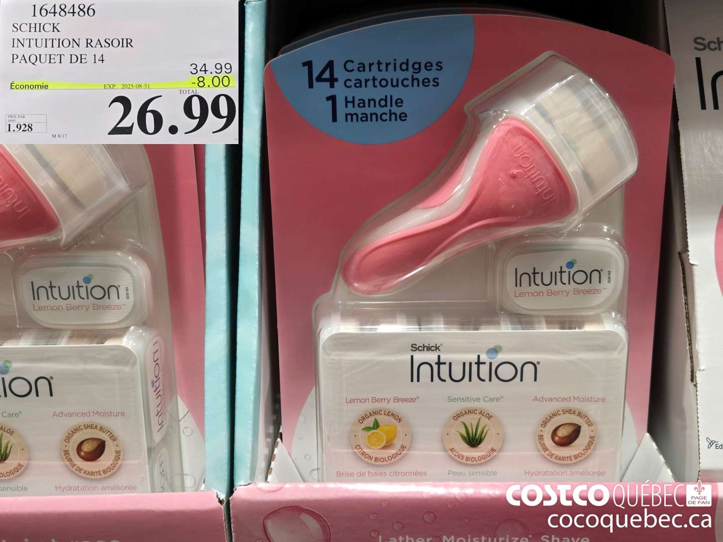 1648486 SCHICK INTUITION 14 CARTOUCHES + RASOIR ($8.00 INSTANT SAVINGS EXPIRES ON 2025-08-31) $26.99