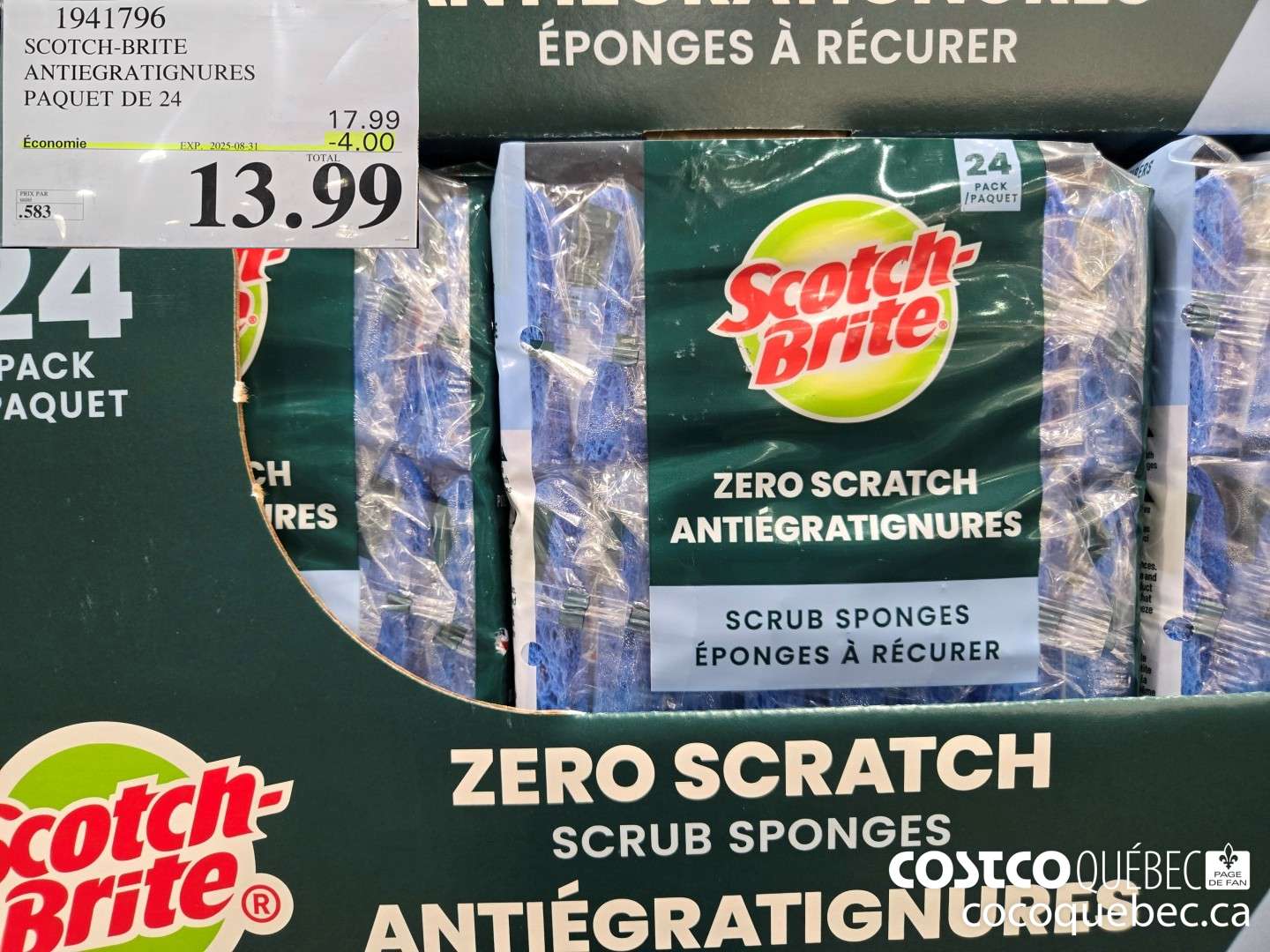 1941796 SCOTCH-BRITE ANTIEGRATIGNURES PAQUET DE 24  ($4.00 INSTANT SAVINGS EXPIRES ON 2025-08-31) $13.99