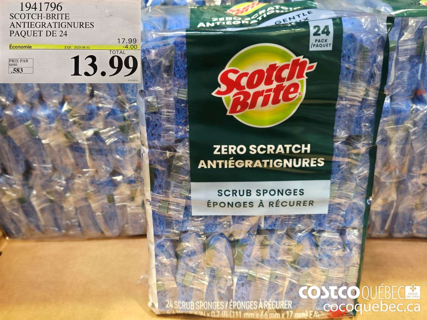 1941796 SCOTCH-BRITE ANTIEGRATIGNURES PAQUET DE 24  ($4.00 INSTANT SAVINGS EXPIRES ON 2025-08-31) $13.99