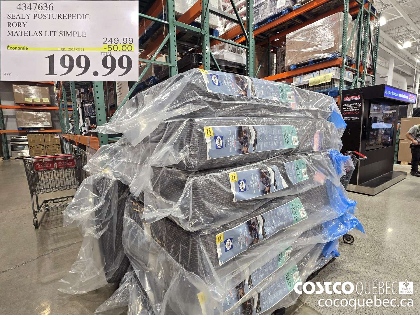 4347636 SEALY POSTUREPEDIC RORY MATELAS LIT SIMPLE 2025-08-3  ($50.00 INSTANT SAVINGS) $199.99