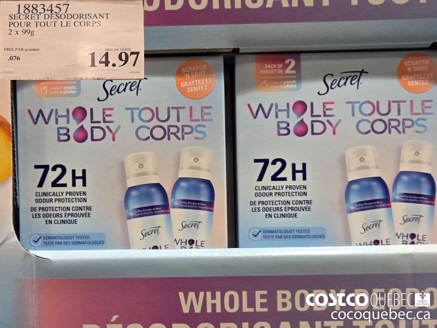 1883457 SECRET DESODORISANT POUR TOUT LE CORPS  $14.97
