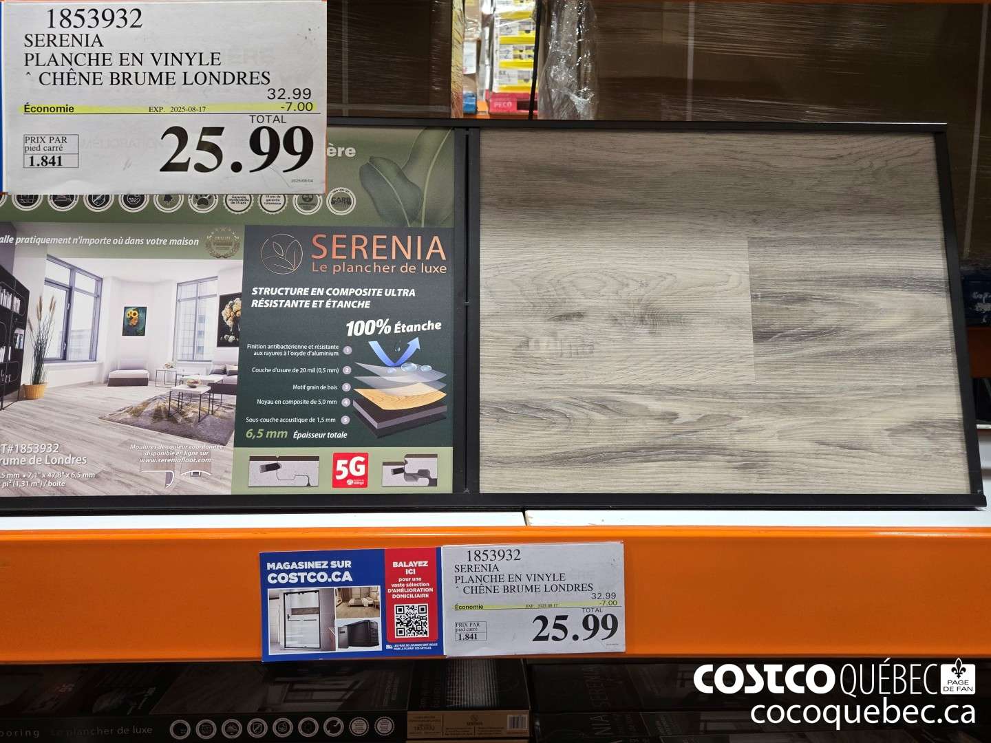 1853932 SERENIA PLANCHE EN VINYLE * CHENE BRUME LONDRES  ($7.00 INSTANT SAVINGS EXPIRES ON 2025-08-17) $25.99