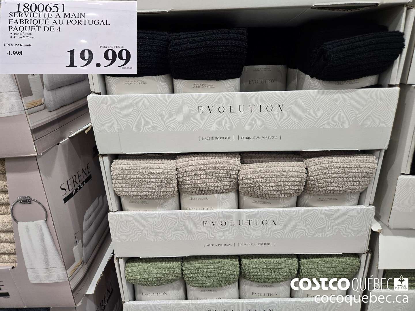 1800651 SERVIETTE A MAIN FABRIQUE AU PORTUGAL PAQUET DE 4  $19.99