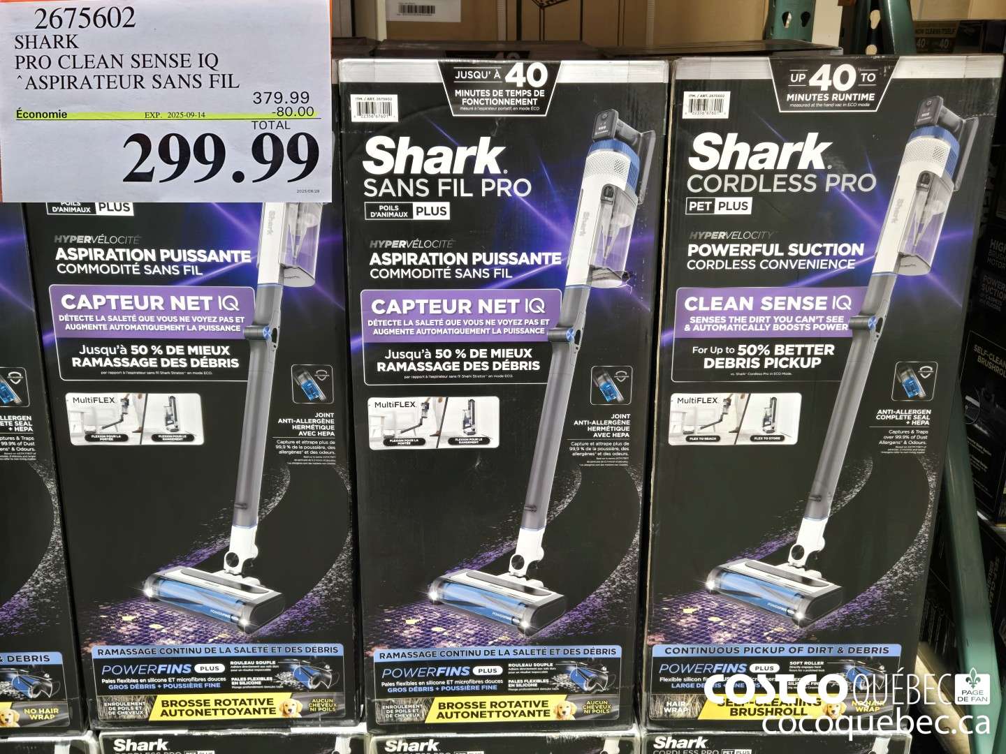 2675602 SHARK PRO CLEAN SENSE IQ ASPIRATEUR SANS FIL  ($80.00 INSTANT SAVINGS EXPIRES ON 2025-09-14) $299.99