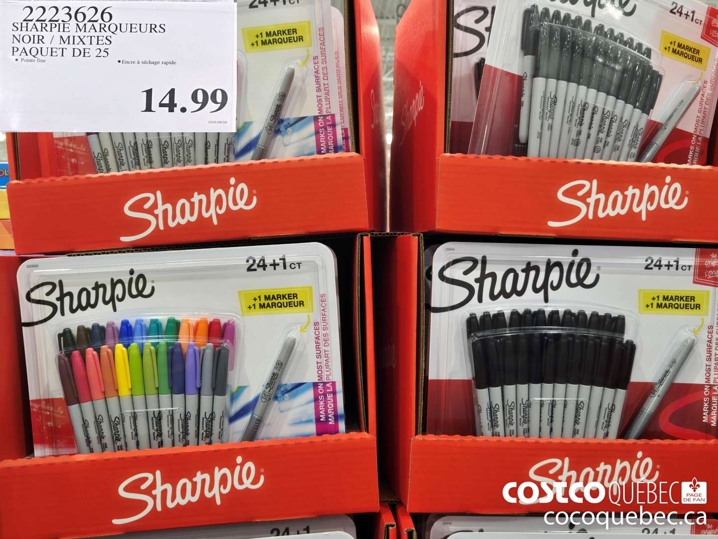 2223626 SHARPIE MARQUEURS NOIR / MIXTES PAQUET DE 25  $14.99