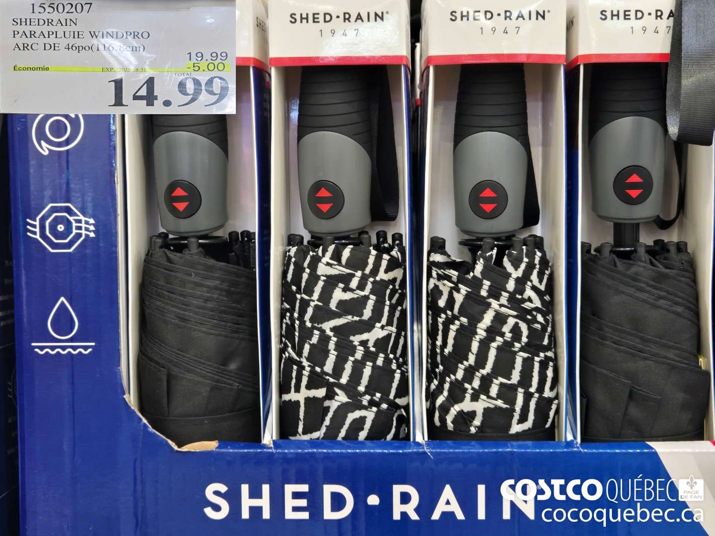 1550207 SHEDRAIN PARAPLUIE WINDPRO ARC DE 46po(1 16.8cm) ($5.00 INSTANT SAVINGS EXPIRES ON 2025-08-31) $14.99