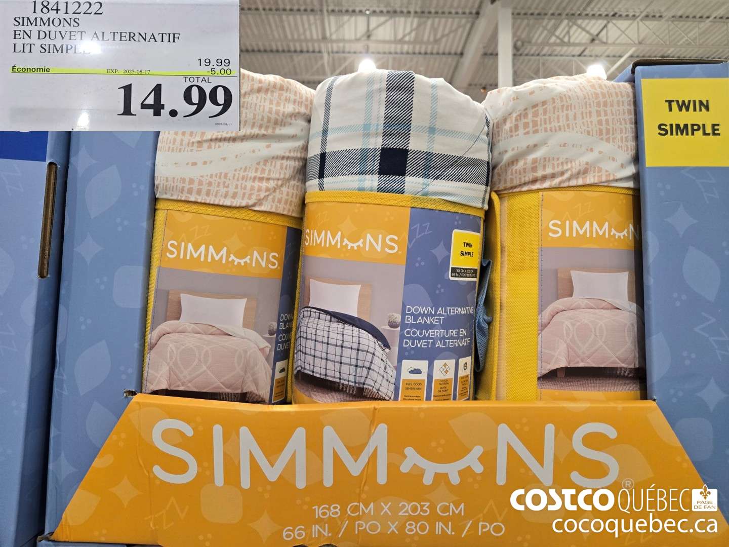 1841222 SIMMONS EN DUVET ALTERNATIEF LIT SIMPLE 14.  ($5.00 INSTANT SAVINGS EXPIRES ON 2025-08-17) $14.99