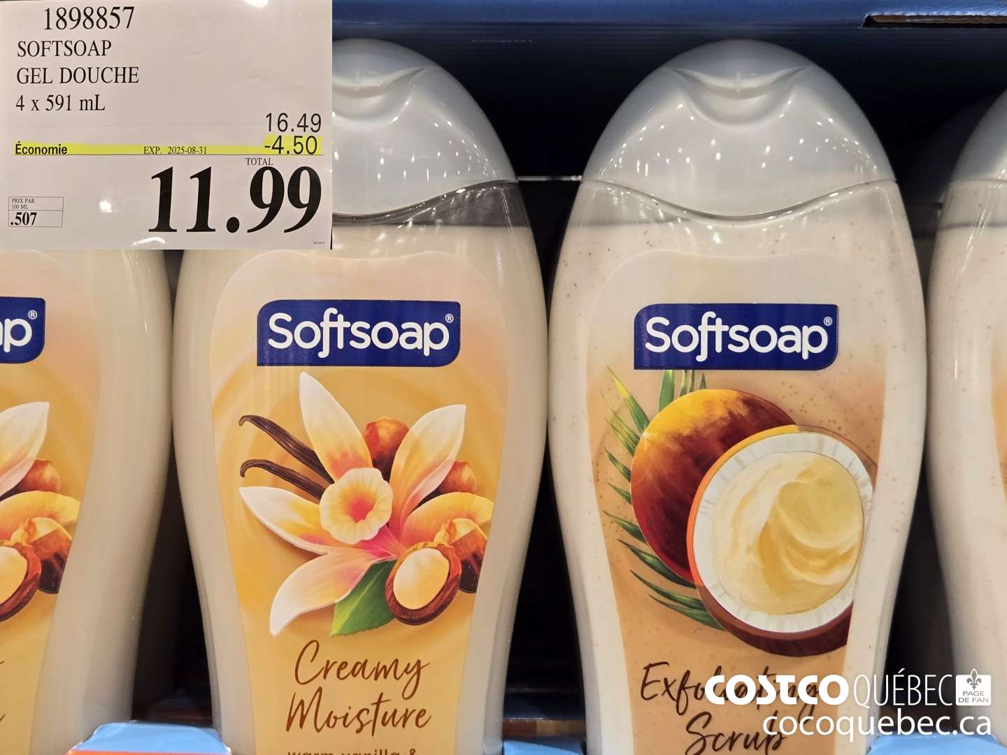 1898857 SOFTSOAP GEL DOUCHE 4x 591 mL  ($4.50 INSTANT SAVINGS EXPIRES ON 2025-08-31) $11.99