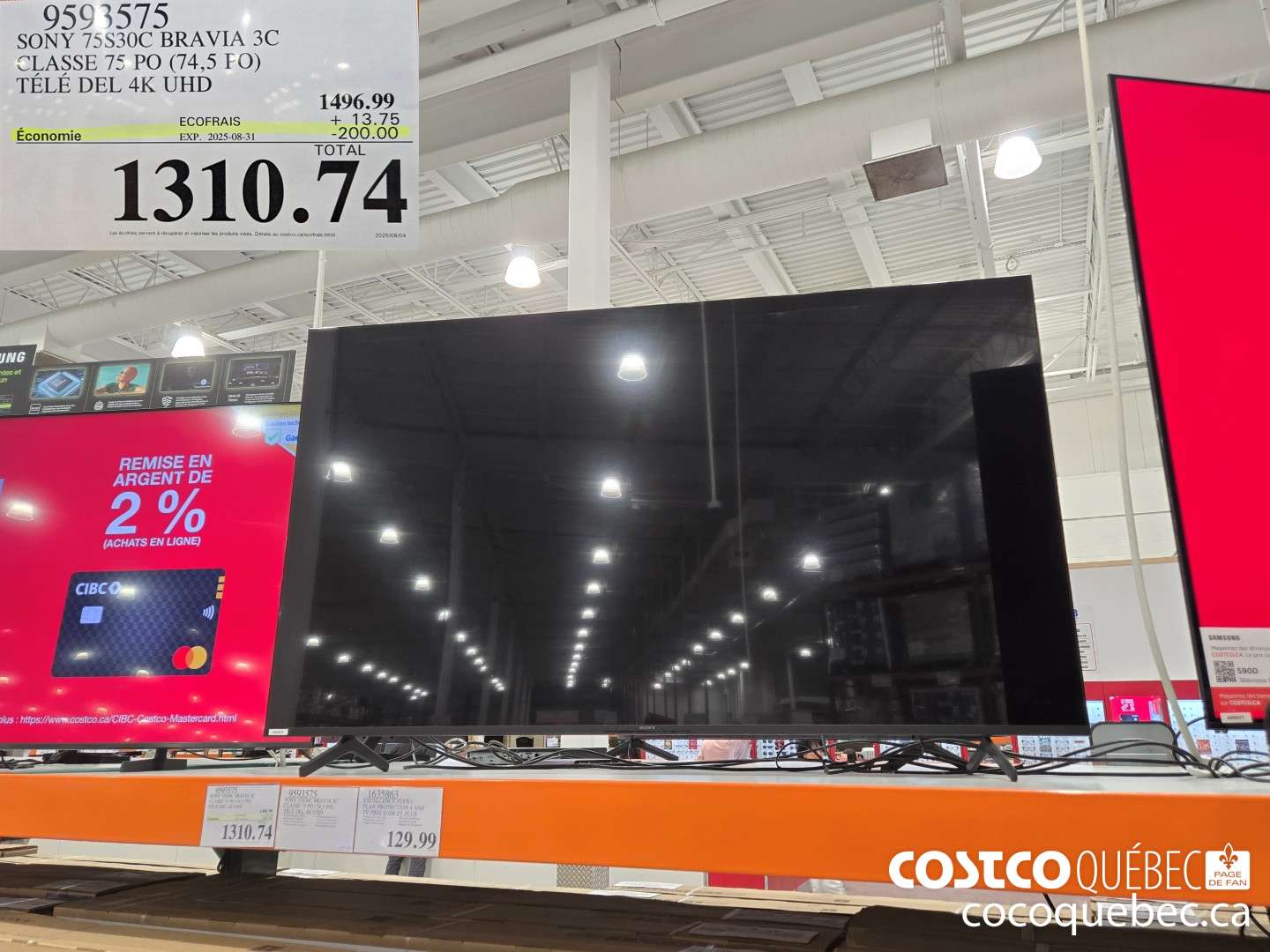 9593575 SONY 75S30C BRAVIA 3C CLASSE 75 PO (74,5 FO) TELE DEL 4K UHD  ($200.00 INSTANT SAVINGS EXPIRES ON 2025-08-31) $1310.74