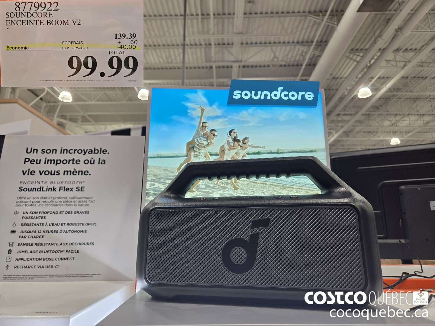 8779922 SOUNDCORE ENCEINTE BOOM V2  ($40.00 INSTANT SAVINGS EXPIRES ON 2025-08-31) $99.99