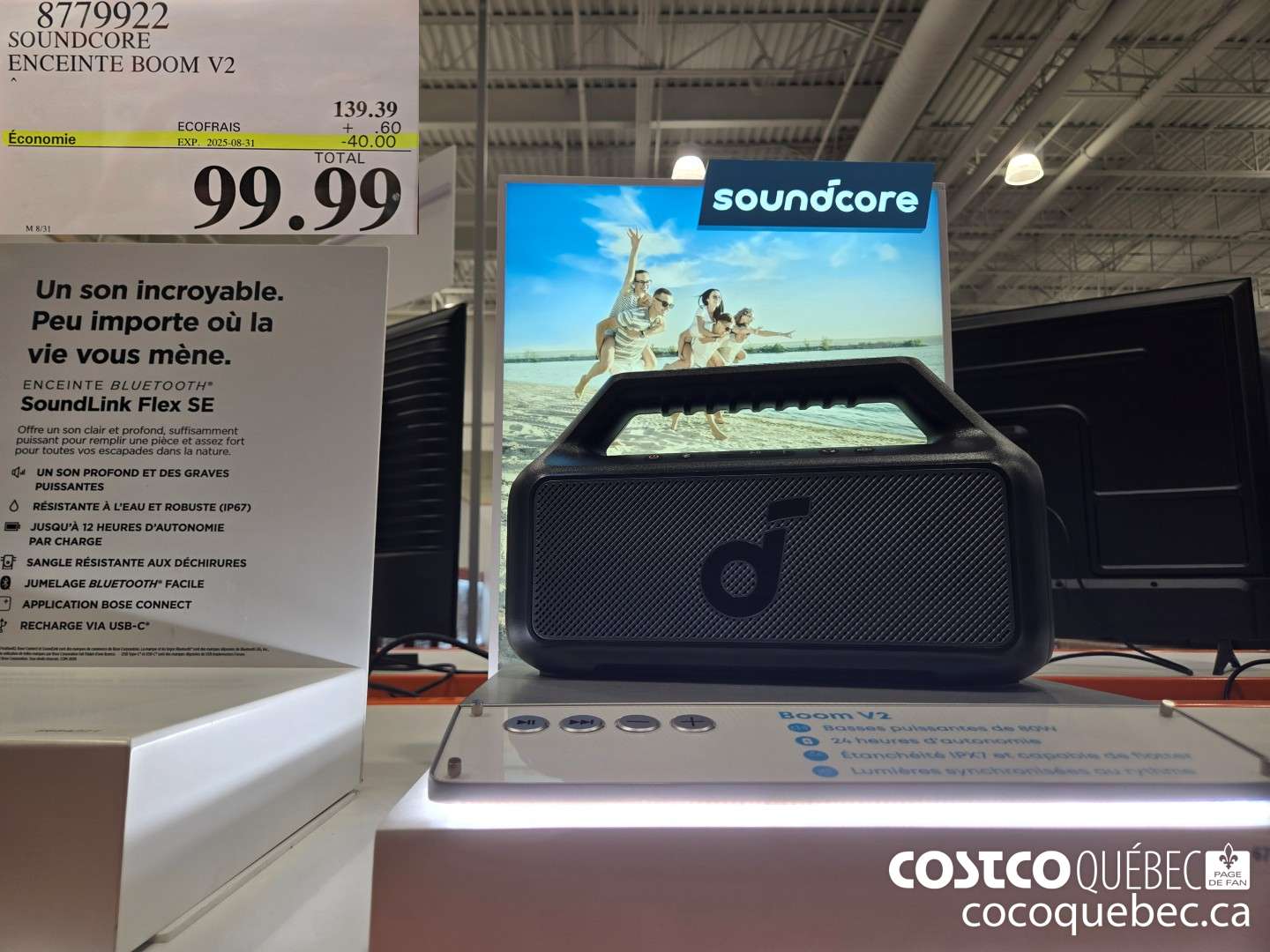 8779922 SOUNDCORE ENCEINTE BOOM V2  ($40.00 INSTANT SAVINGS EXPIRES ON 2025-08-31) $99.99
