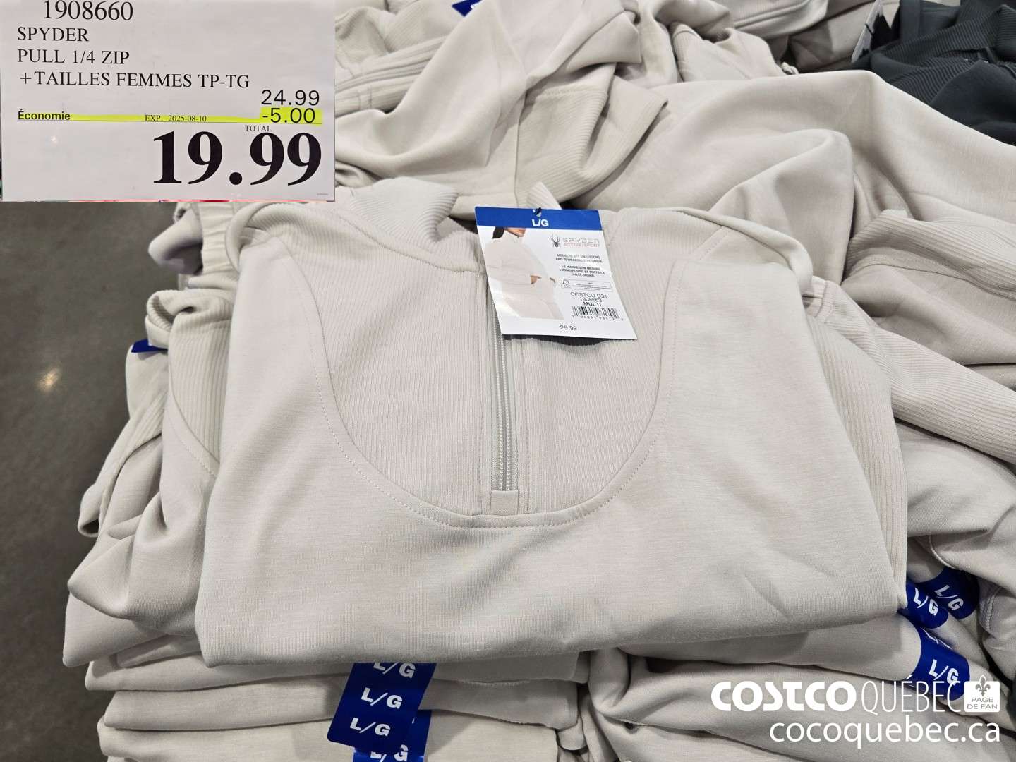 1908660 SPYDER PULL 1/4 ZIP +TAILLES FEMMES TP-TG  ($5.00 INSTANT SAVINGS EXPIRES ON 2025-08-10) $19.99