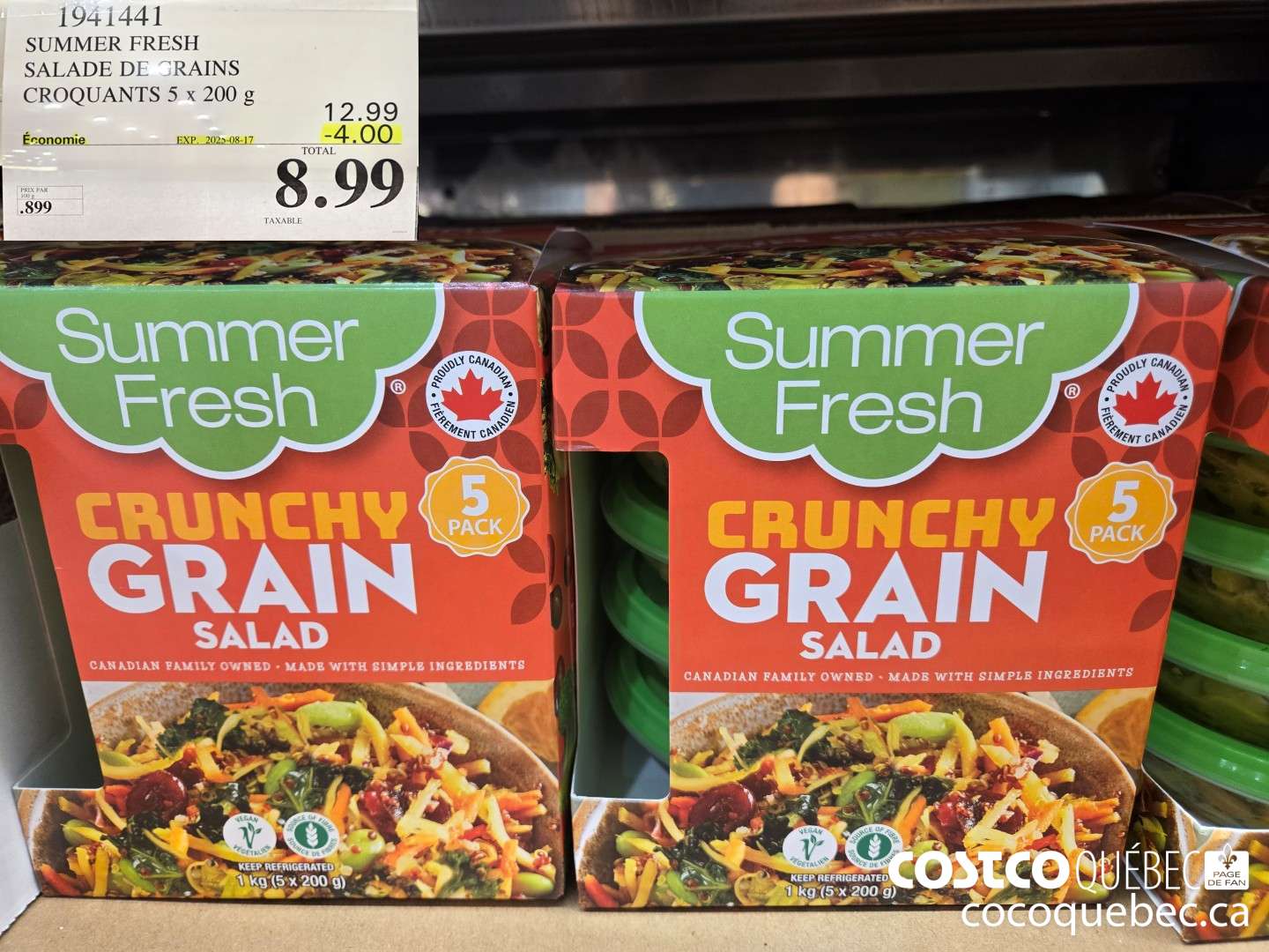 1941441 SUMMER FRESH SALADE DE GRAINS CROQUANTS 5 x 200 g  ($4.00 INSTANT SAVINGS EXPIRES ON 2025-08-17) $8.99