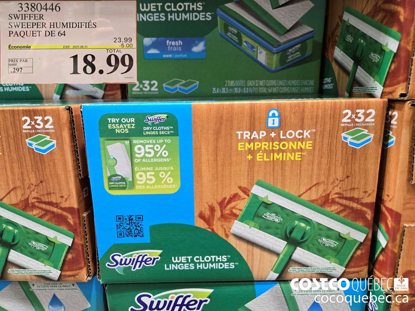 3380446 SWIFFER SWEEPER HUMIDIFIES PAQUET DE 64 ($5.00 INSTANT SAVINGS EXPIRES ON 2025-08-31) $18.99