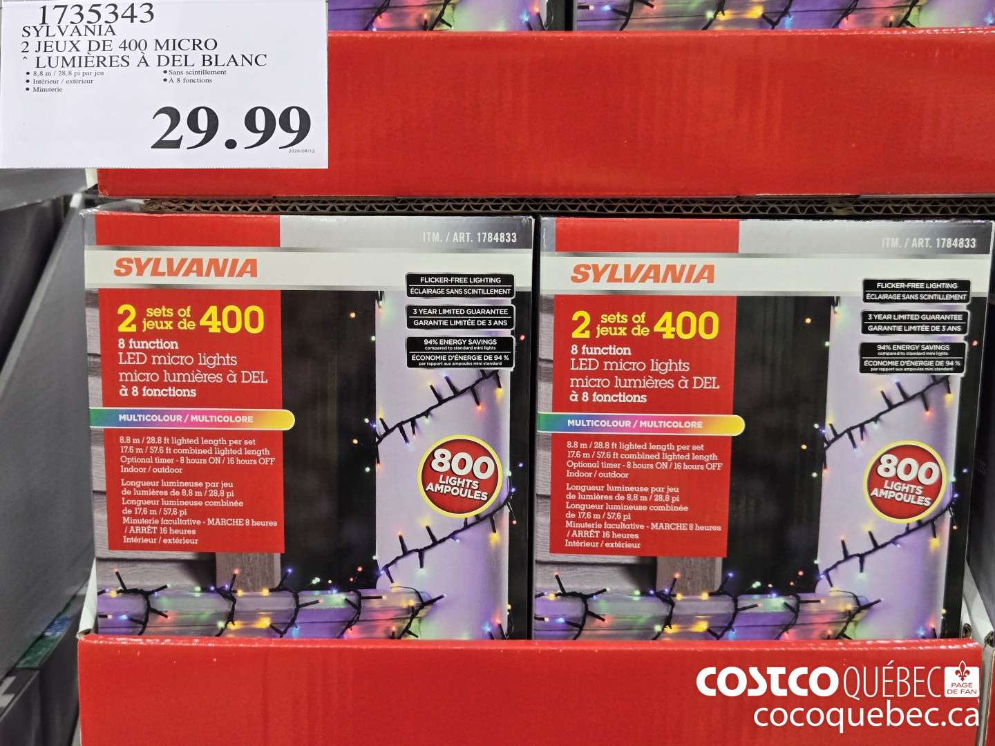 1735343 SYLVANIA 2 JEUX DE 400 MICRO * LUMIERES A DEL BLANC  $29.99