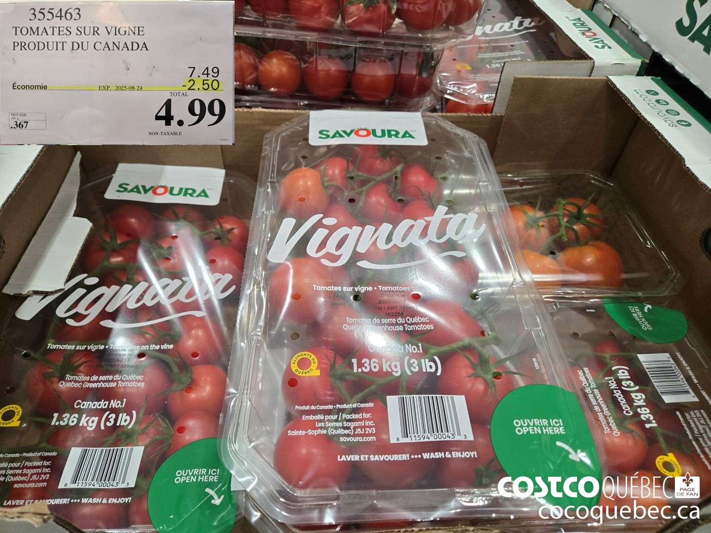 355463 TOMATES SUR VIGNE PRODUIT DU MEXIQUE  ($2.50 INSTANT SAVINGS EXPIRES ON 2025-08-24) $4.99