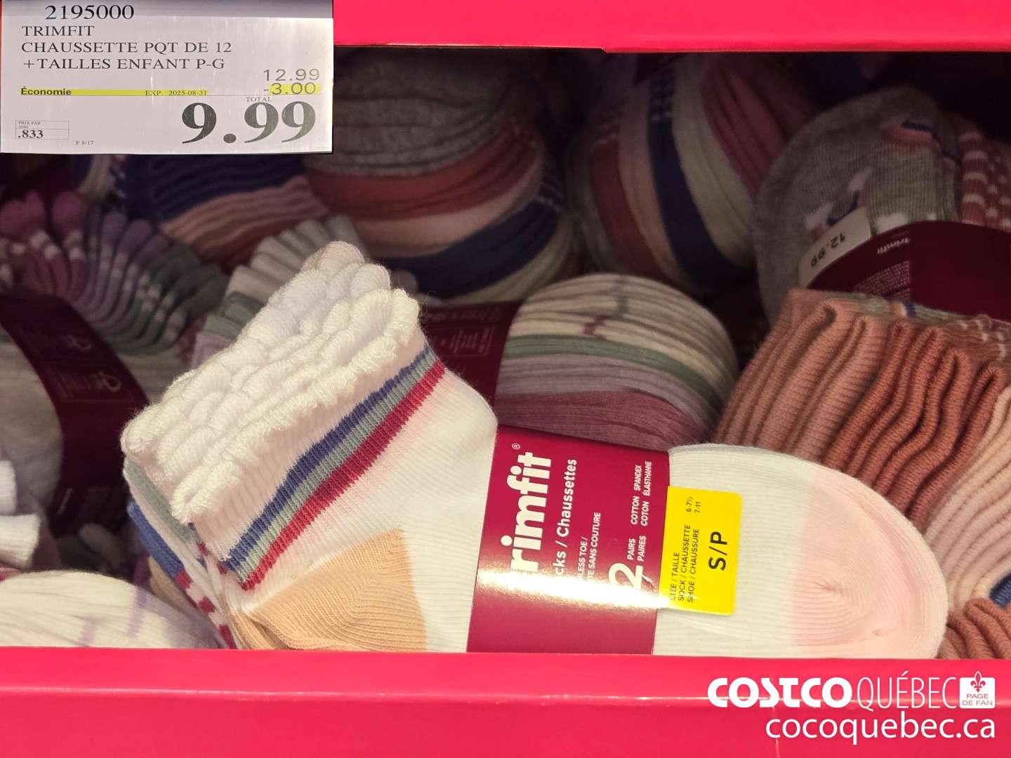 2195000 TRIMFIT CHAUSSETTE POT DE 12 TAILLES P-G  ($3.00 INSTANT SAVINGS EXPIRES ON 2025-08-31) $9.99