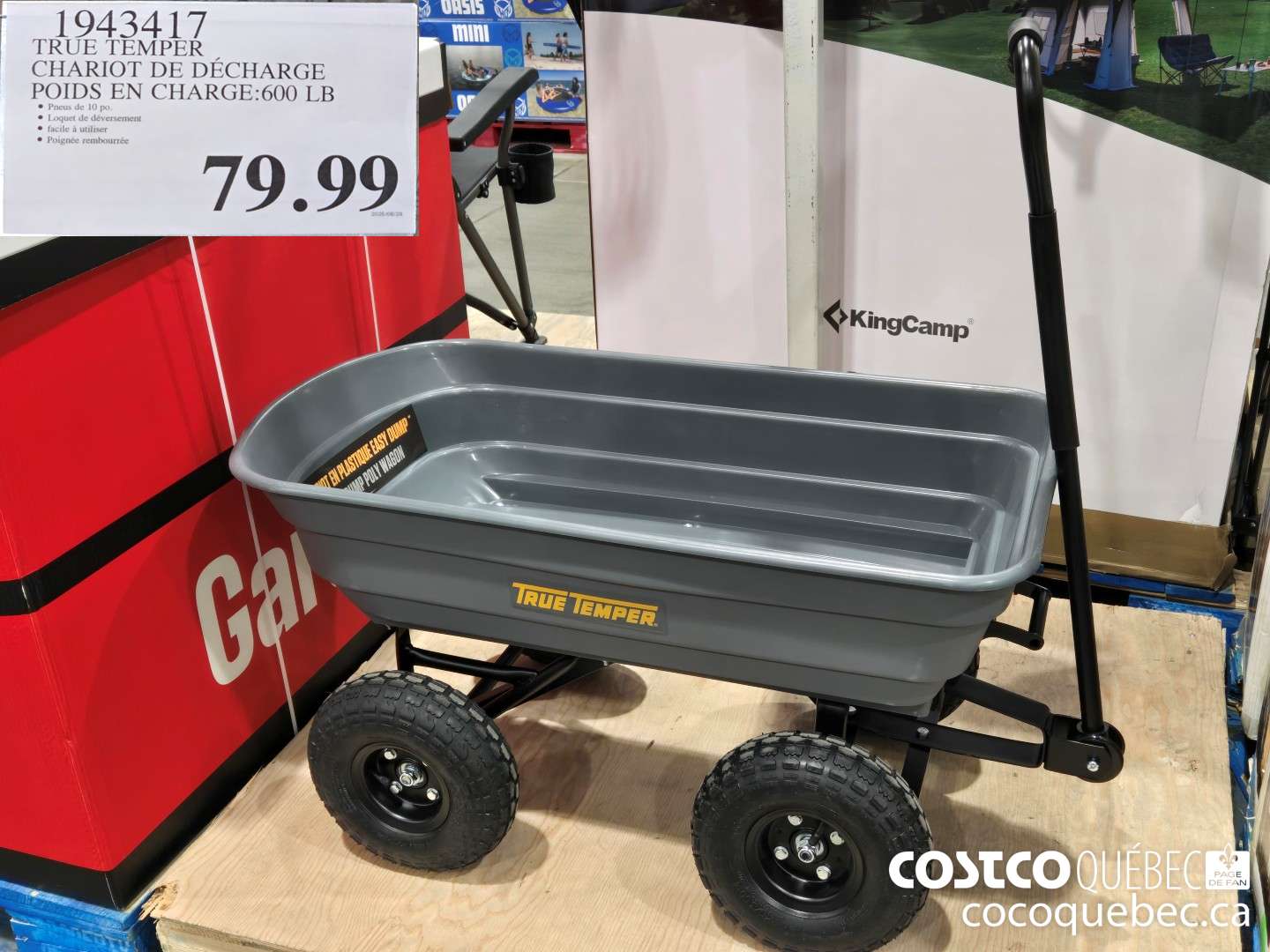 1943417 TRUE TEMPER CHARIOT DE DECHARGE POIDS EN CHARGE:600 LB  $79.99