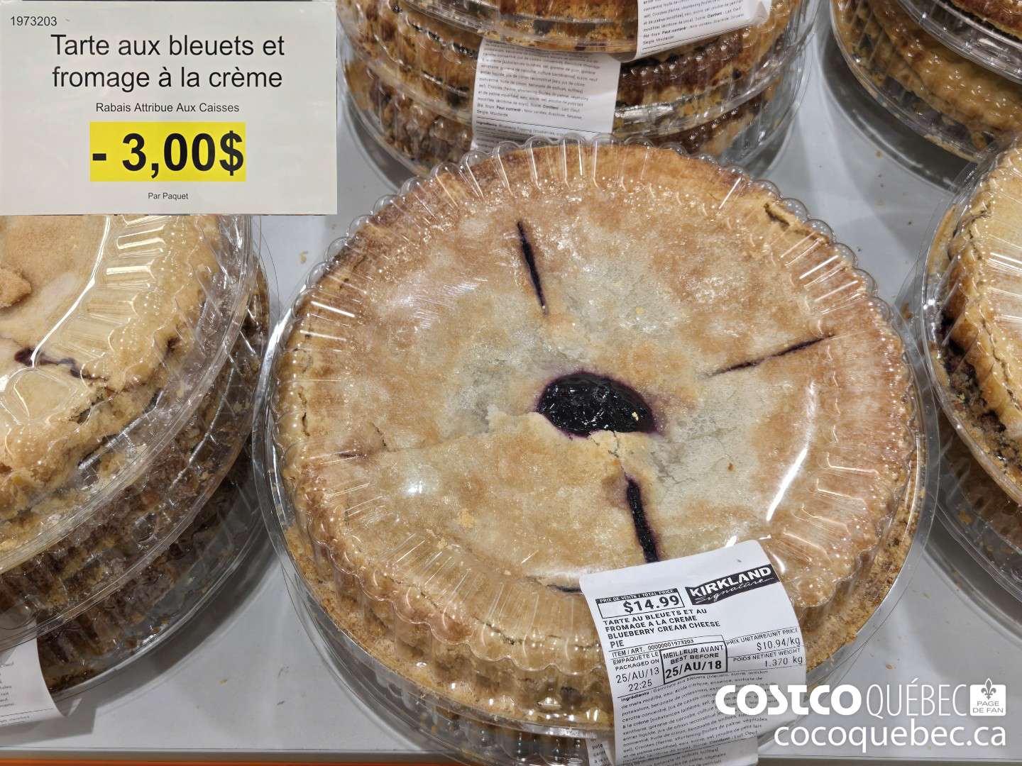 1973203 Tarte aux bleuets et fromage a la creme  ($3.00 INSTANT SAVINGS)