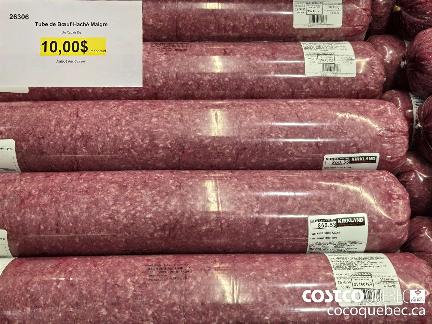 26306 Tube de Boeuf Haché Maigre  ($6.00 INSTANT SAVINGS)