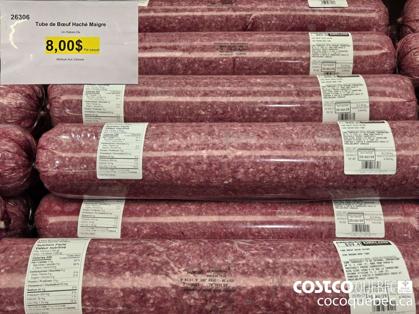 26306 Tube de Boeuf Haché Maigre  ($6.00 INSTANT SAVINGS)