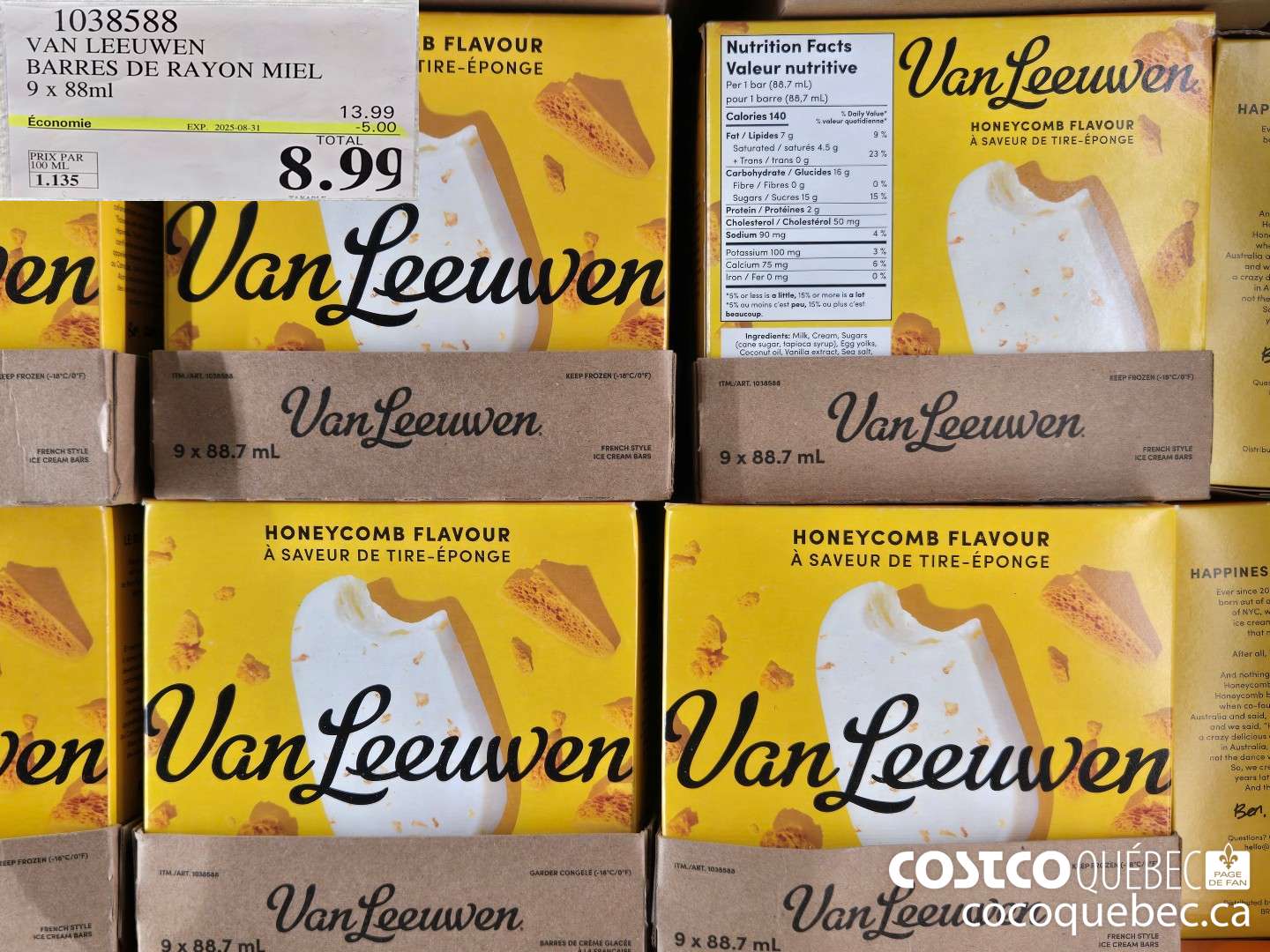 1038588 VAN LEEUWEN BARRES DE RAYON MIEL 9 x 888ml  ($5.00 INSTANT SAVINGS EXPIRES ON 2025-08-31) $8.99