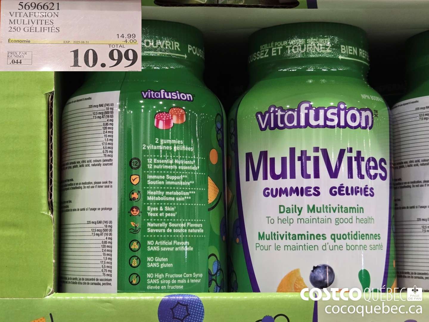 5696621 VITAFUSION MULTIVITAMINES ADULTES 250 GELIFIES  ($14.99 INSTANT SAVINGS EXPIRES ON 2025-08-31) $10.99