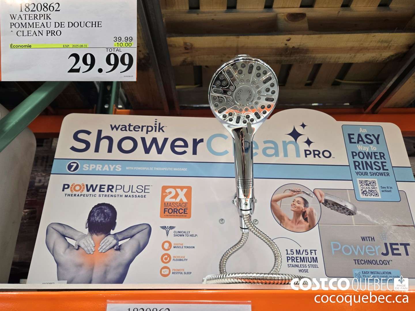 1820862 WATERPIK POMMEAU DE DOUCHE CLEAN PRO  ($10.00 INSTANT SAVINGS EXPIRES ON 2025-08-31) $29.99