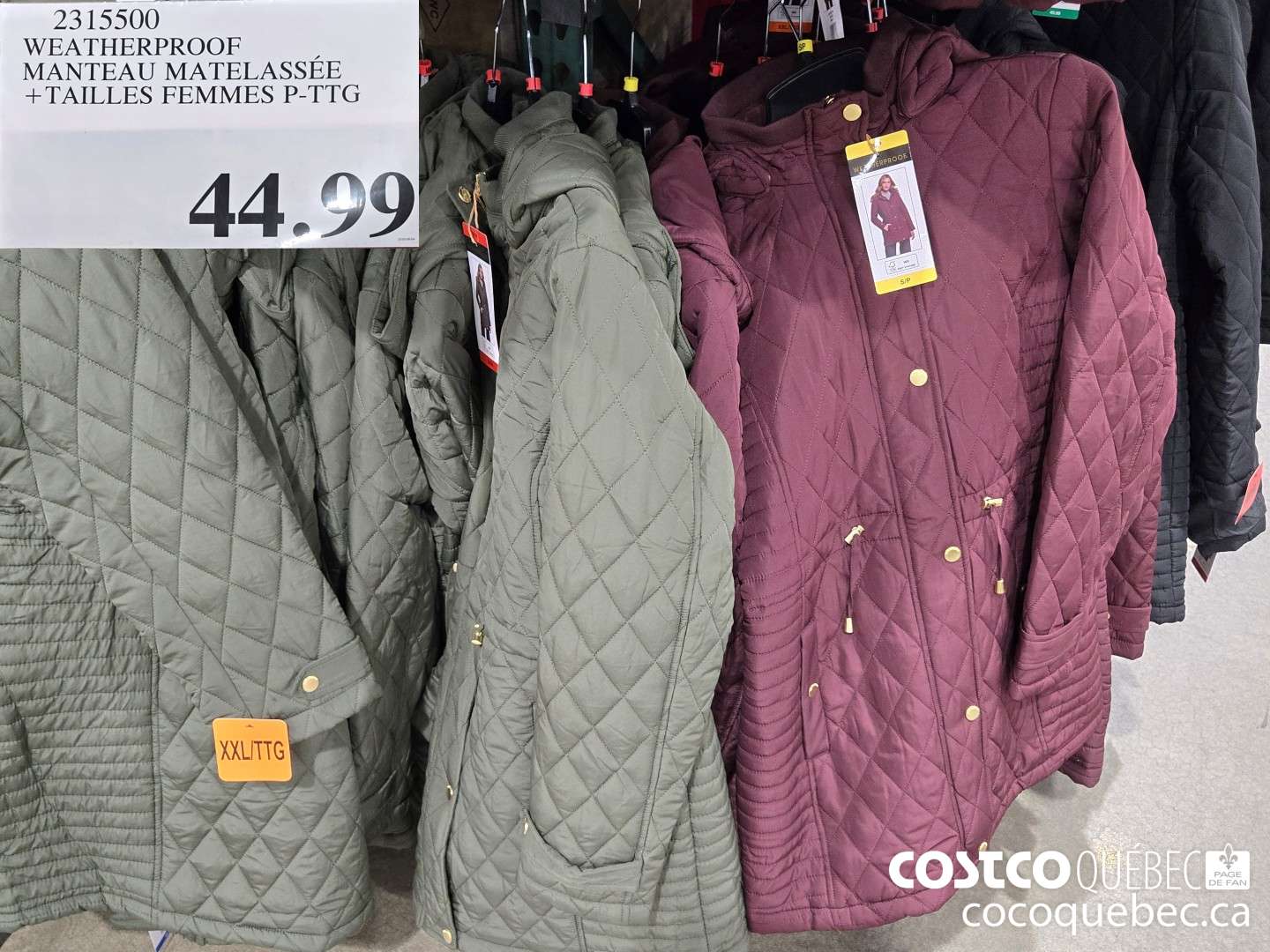 2315500 WEATHERPROOF MANTEAU MATELASSEE +TAILLES FEMMES P-TTG  $44.99