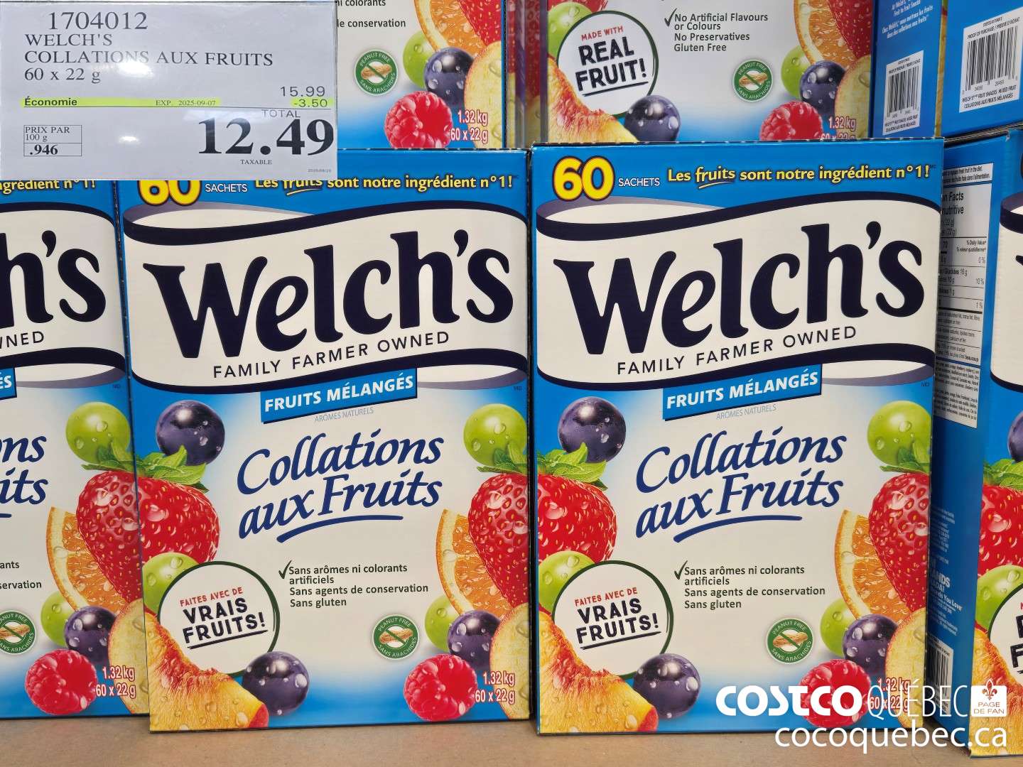 1704012 WELCH'S COLLATIONS AUX FRUITS 60 x 27.9 ($3.50 INSTANT SAVINGS EXPIRES ON 2025-09-07) $12.49