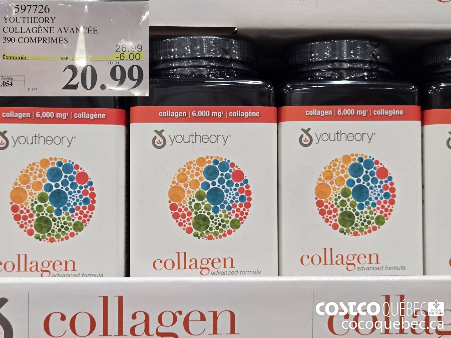 597726 YOUTHEORY COLLAGENE 390 COMPRIMES ($6.00 INSTANT SAVINGS EXPIRES ON 2025-08-31) $20.99