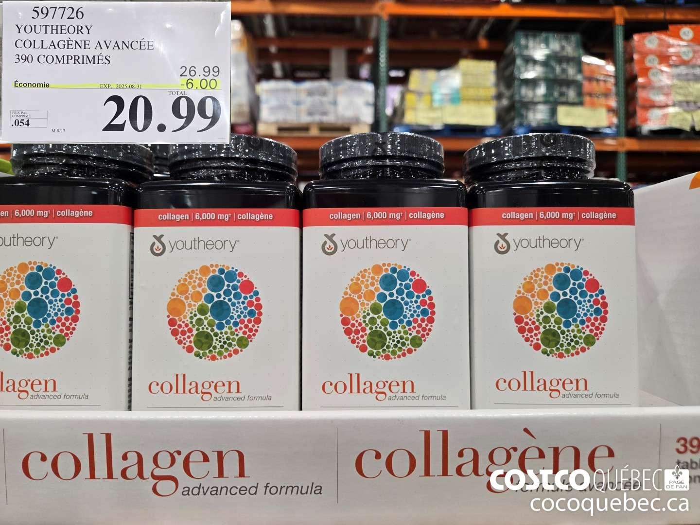 597726 YOUTHEORY COLLAGENE 390 COMPRIMES ($6.00 INSTANT SAVINGS EXPIRES ON 2025-08-31) $20.99