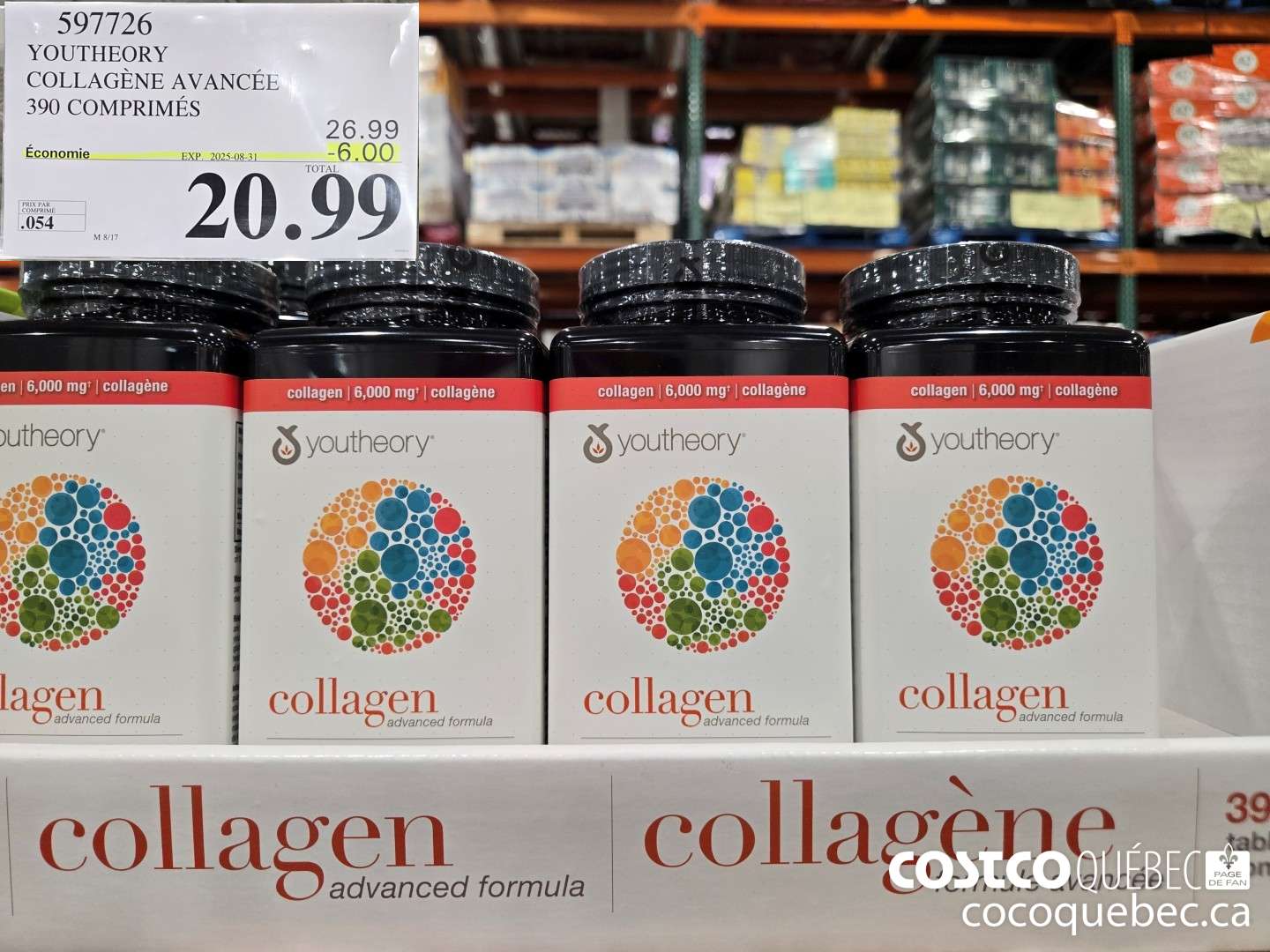 597726 YOUTHEORY COLLAGENE 390 COMPRIMES ($6.00 INSTANT SAVINGS EXPIRES ON 2025-08-31) $20.99