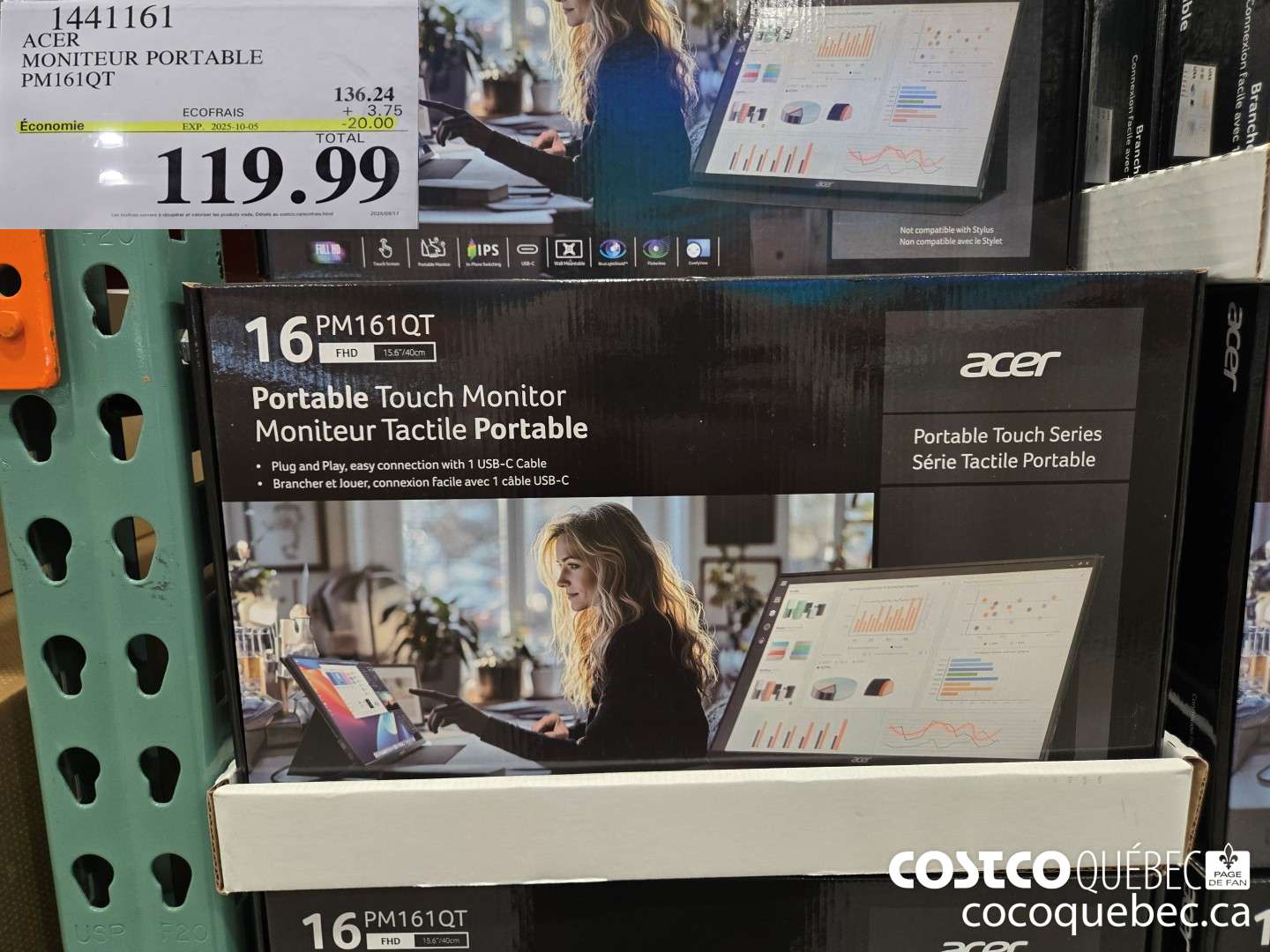 1441161 ACER MONITEUR PORTABLE PM1610T  ($20.00 INSTANT SAVINGS EXPIRES ON 2025-10-05) $119.99