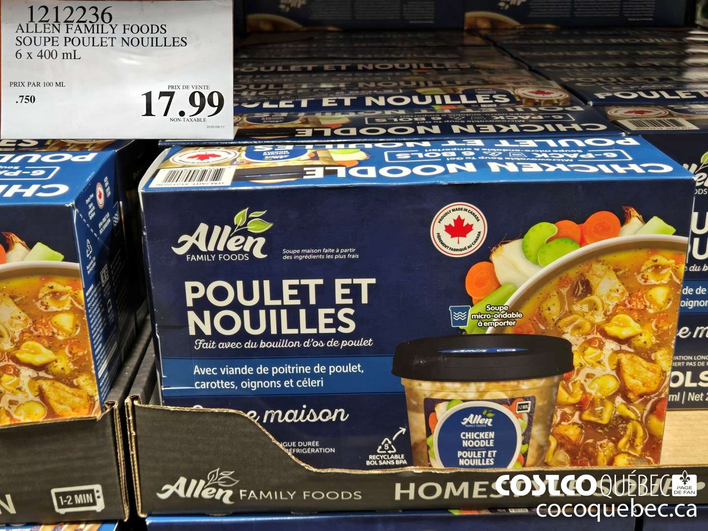 1212236 ALLEN FAMILY FOODS SOUPE POULET NOUILLES 6 x 400 mL  $17.99